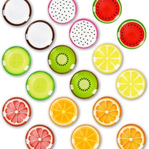 Whaline Imanes redondos para refrigerador de frutas, 18 unidades, imanes de cristal para nevera, coloridos, naranja y limón, calcomanías magnéticas Whaline Imanes redondos para refrigerador de frutas, 18 unidades, imanes de cristal para nevera, coloridos, naranja y limón, calcomanías magnéticas