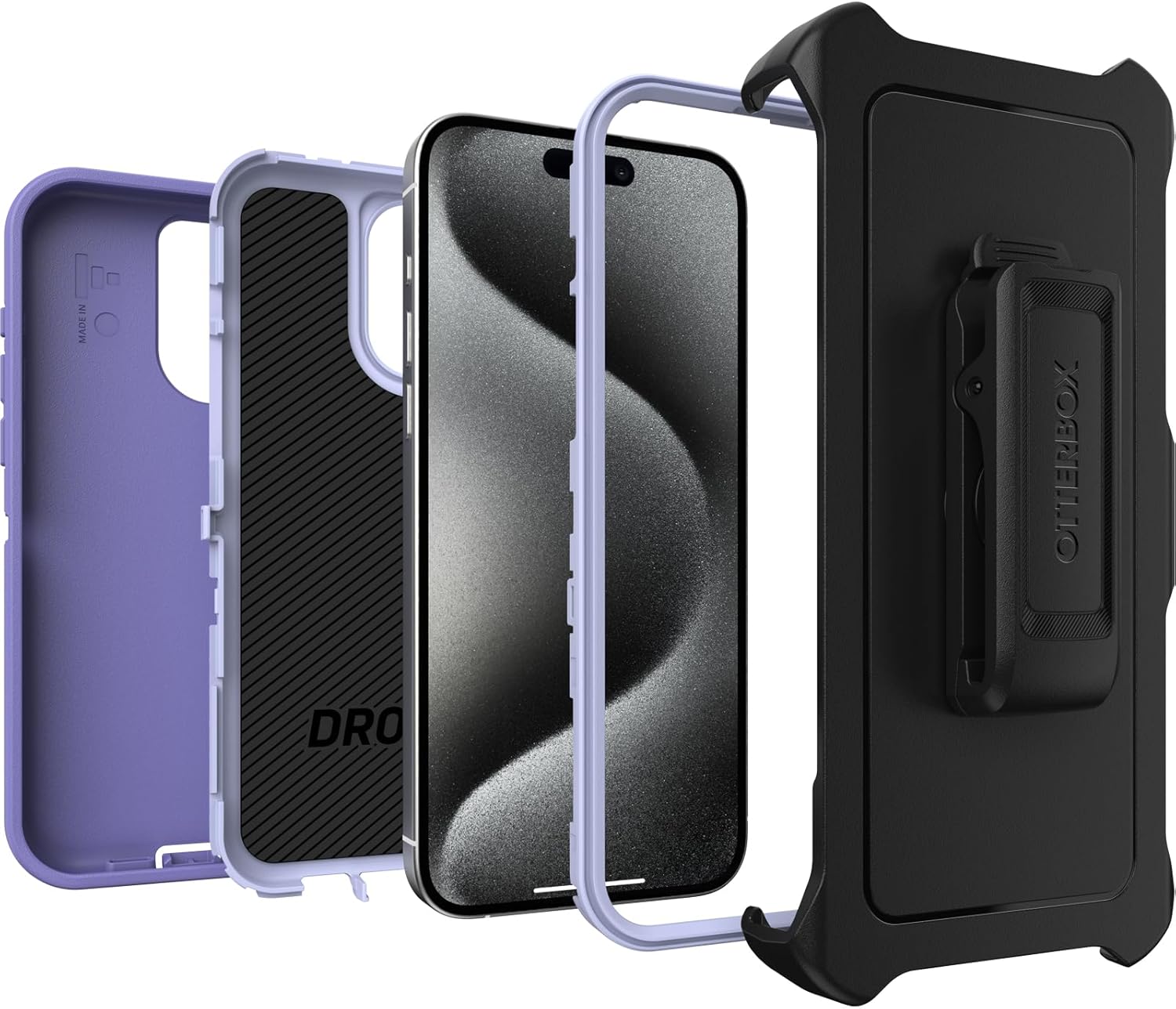 Otterbox Funda para iPhone 15 Pro MAX (solamente) Defender Series – Montaña Majestad (púrpura), sin pantalla, resistente y duradera, con protección