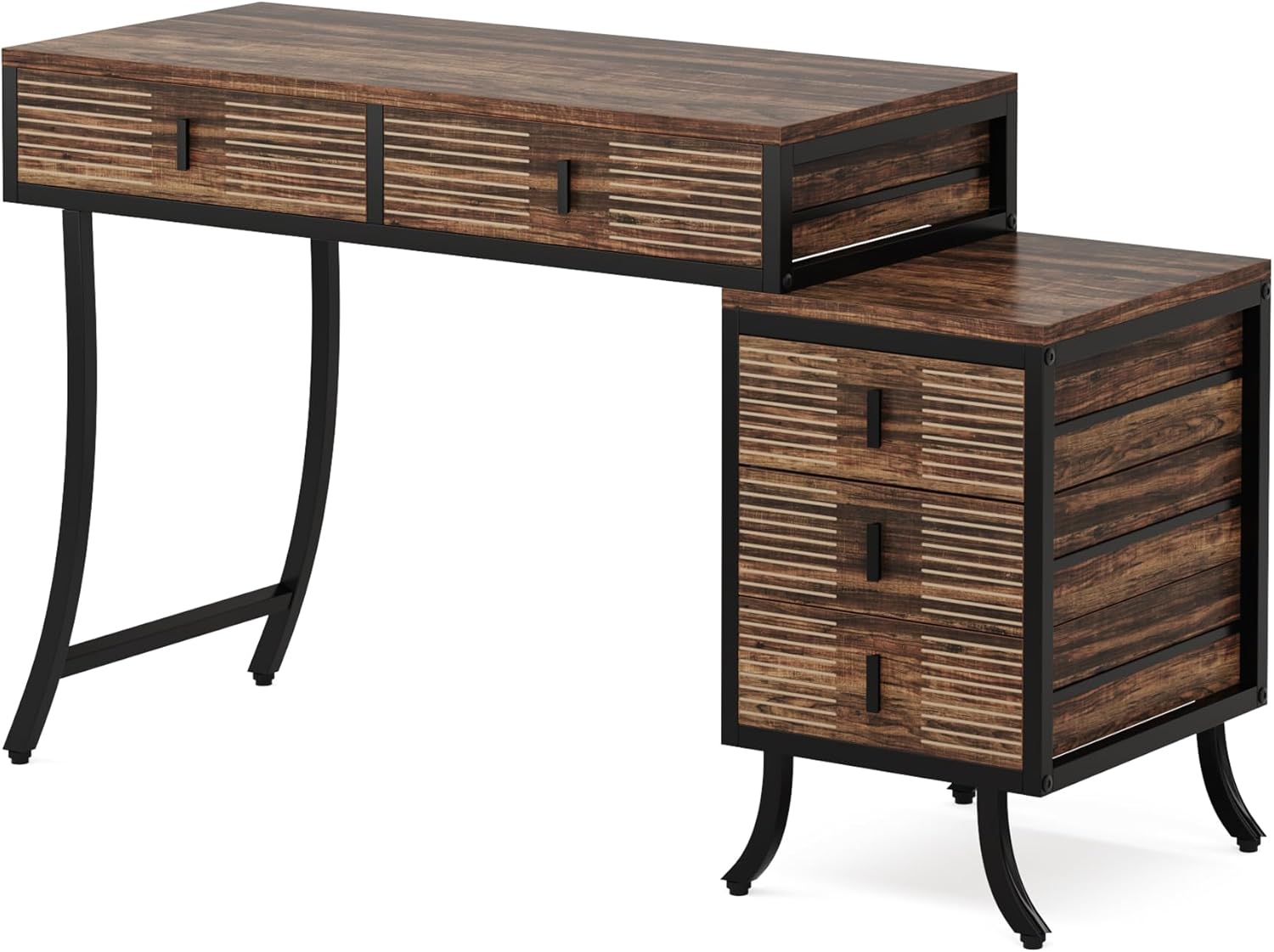 Tribesigns Escritorio para computadora con 5 cajones, escritorio de oficina en casa de 55 pulgadas con gabinete de cajón reversible, mesa de estudio