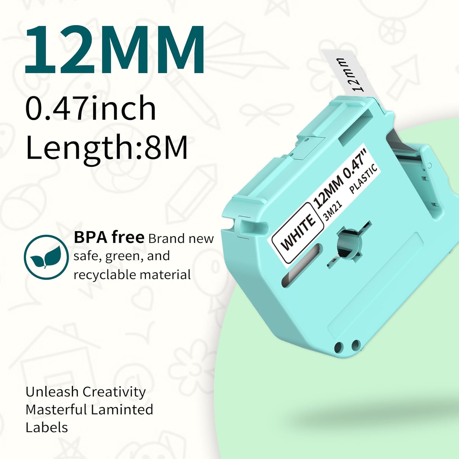 Cintas para etiquetadoras M960, repuestos para etiquetadoras M960, cinta de etiquetado 3M21 compatible con Brother M Tape M231 MK231 P-Touch PT-M95