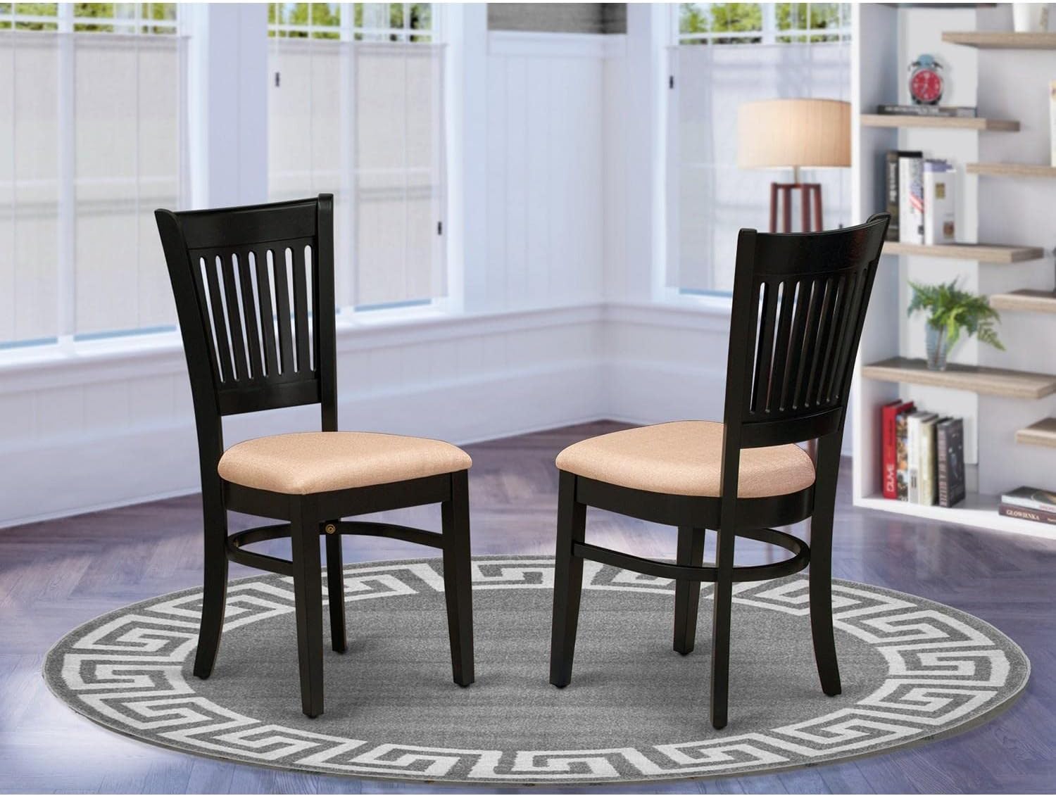 East West Furniture Vancouver – Juego de 2 sillas de madera tapizadas de tela de lino, color negro
