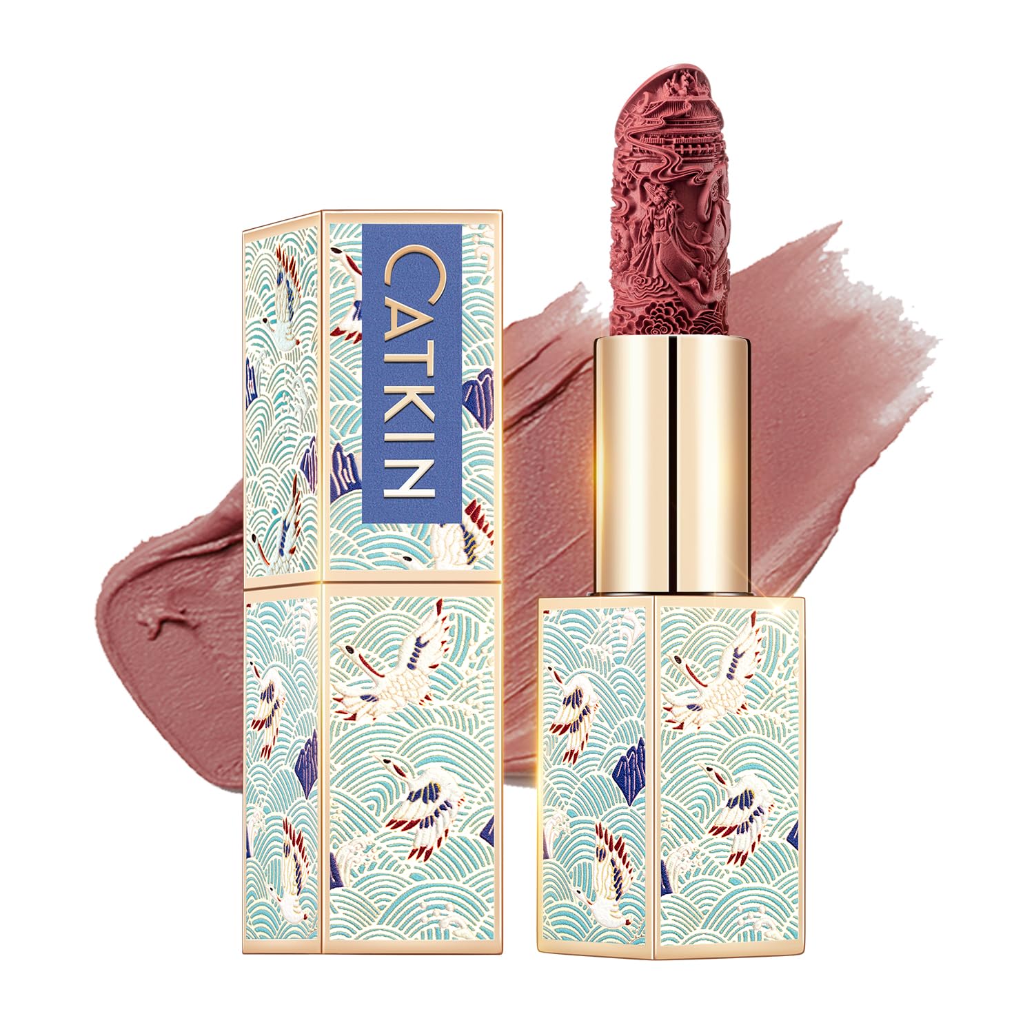 Catkin Rouge – Lápiz labial mate, impermeable, de larga duración, hidratante, suave, 0.13 onzas, estilo chino (C.168)