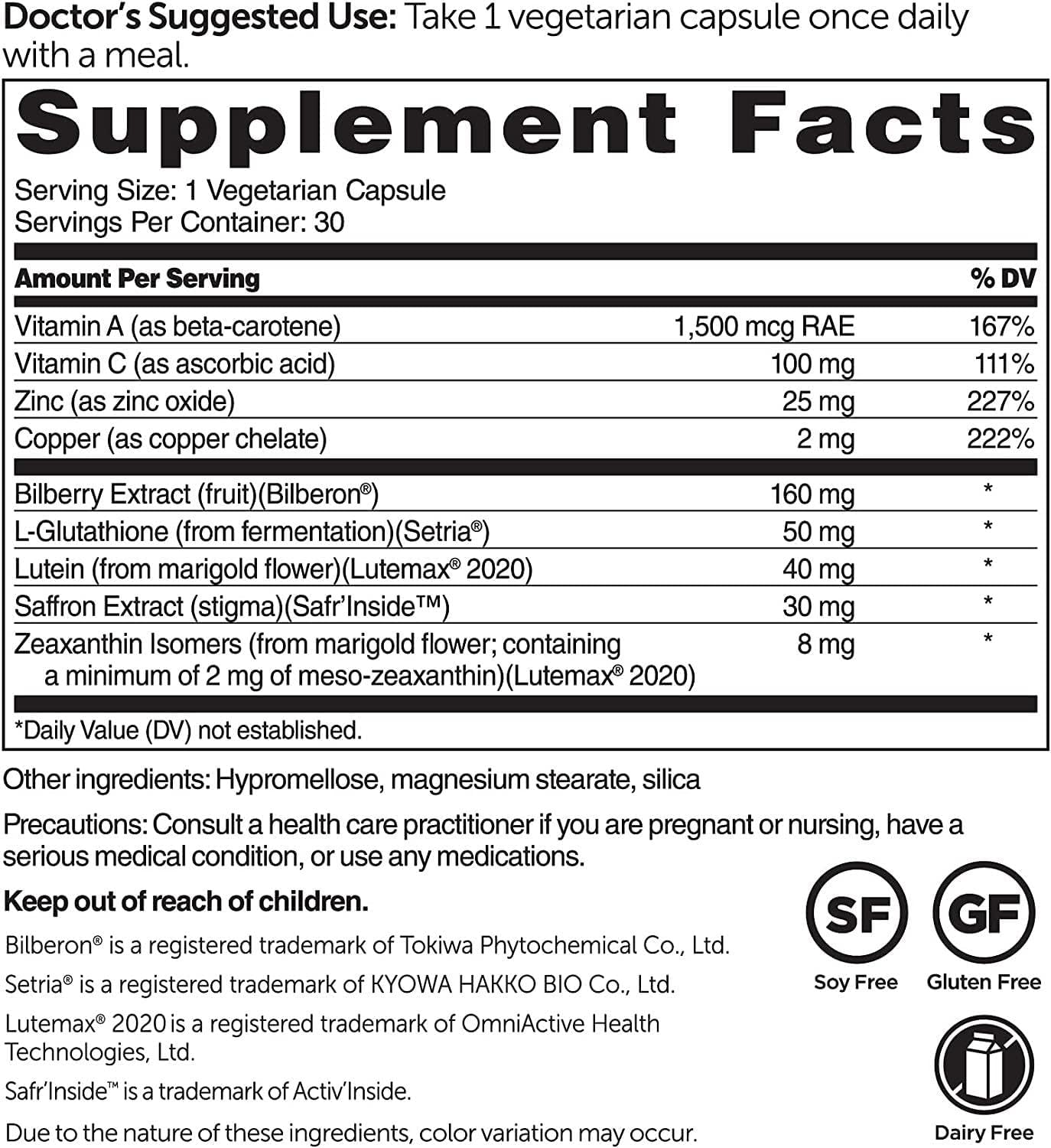 Dr. Whitaker’s Vision Essentials Ultra  Apoyo integral con una sola píldora diaria para la salud de la mácula y la retina, fatiga ocular, presión
