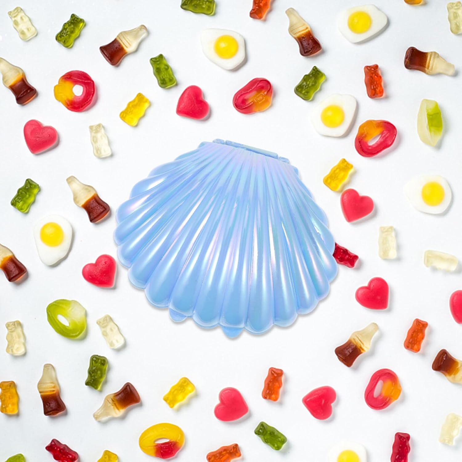 Gadpiparty Cajas de dulces de conchas marinas, 10 piezas de plástico para boda, caja de almacenamiento de conchas marinas, caja de joyería, cajas de