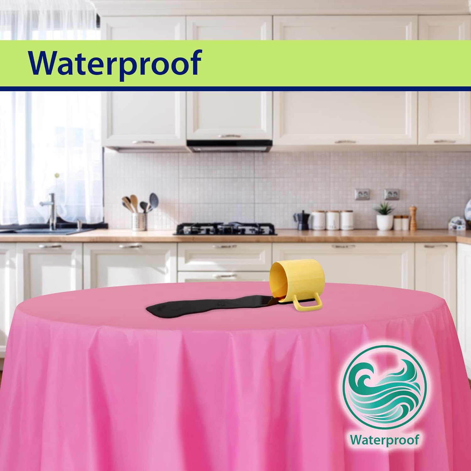 Mantel de plástico desechable rosa para mesas redondas (paquete de 12) manteles de 84 pulgadas para fiestas, eventos y bodas, interiores y
