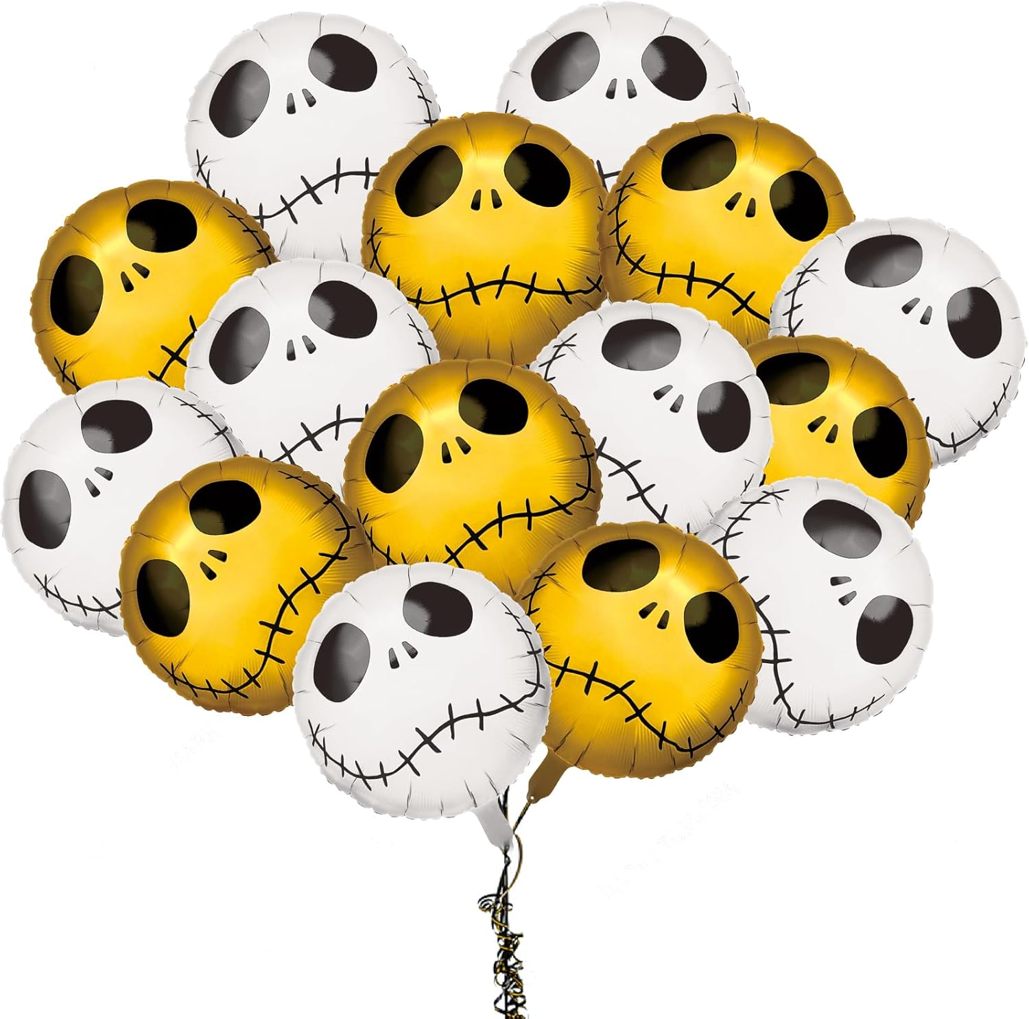 15 globos de esqueleto de Halloween, globos de papel de aluminio, globos de aluminio de Halloween, globo de calavera de Halloween