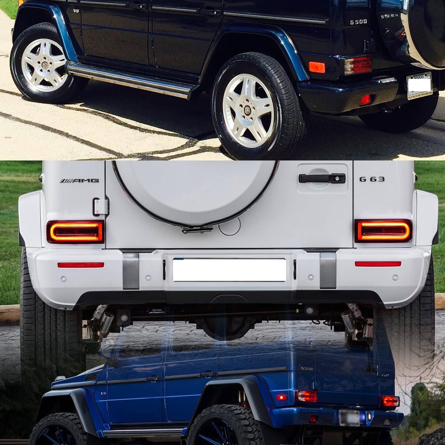 NSLUMO Luces traseras dinámicas LED estilo W463A W464 para Mercedes Clase G Benz G500 G550 G55 G63 AMG LED completo señal de giro secuencial