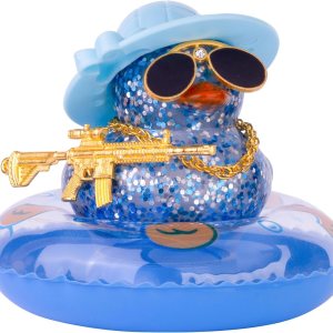 Decoración de tablero de pato de goma para automóvil, adornos coloridos para automóvil con accesorios especiales, mini anillo de natación, gafas de Decoración de tablero de pato de goma para automóvil, adornos coloridos para automóvil con accesorios especiales, mini anillo de natación, gafas de