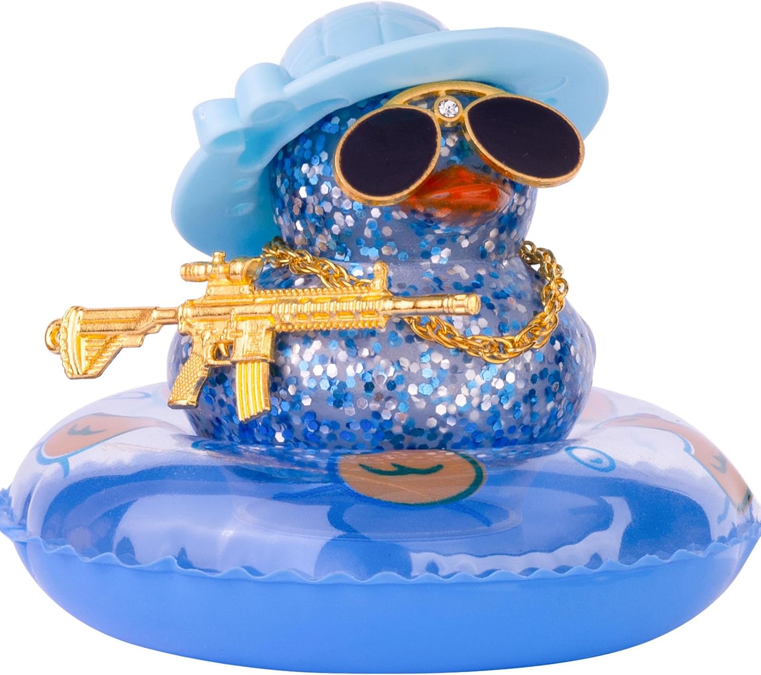 Decoración de tablero de pato de goma para automóvil, adornos coloridos para automóvil con accesorios especiales, mini anillo de natación, gafas de