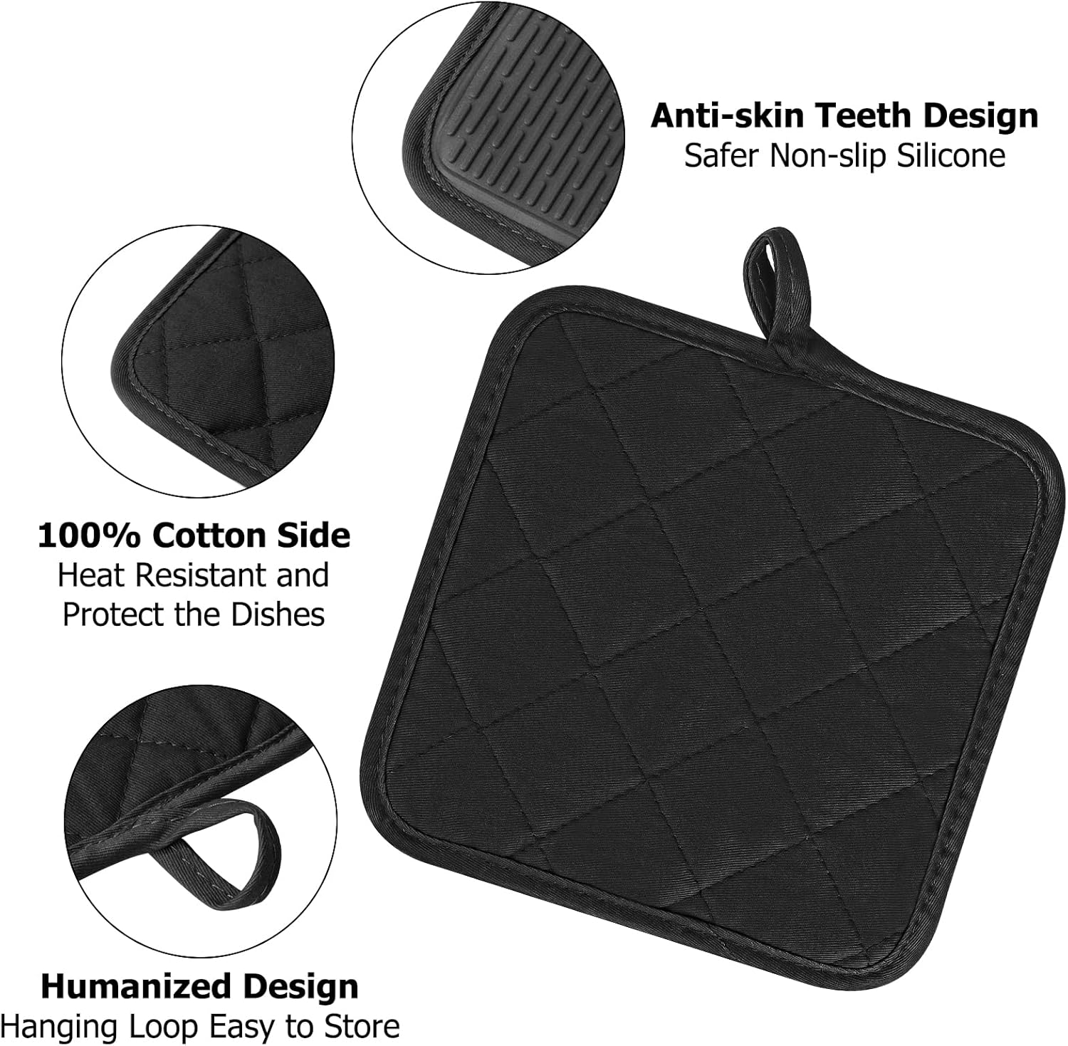 Juego de 4 manoplas de horno y soportes para ollas, mini guantes de cocina de silicona resistentes al calor para 500 grados, mini guantes de horno y