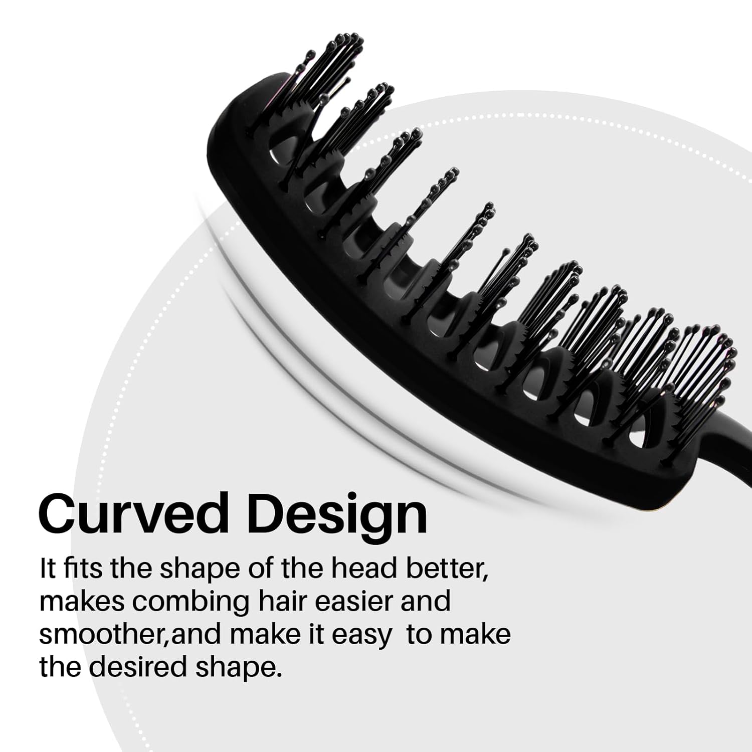 RHOS Cepillo de pelo curvado ventilado para un secado más rápido, cepillo ventilado para mujeres y hombres, cepillo de peinado con cerdas de nailon