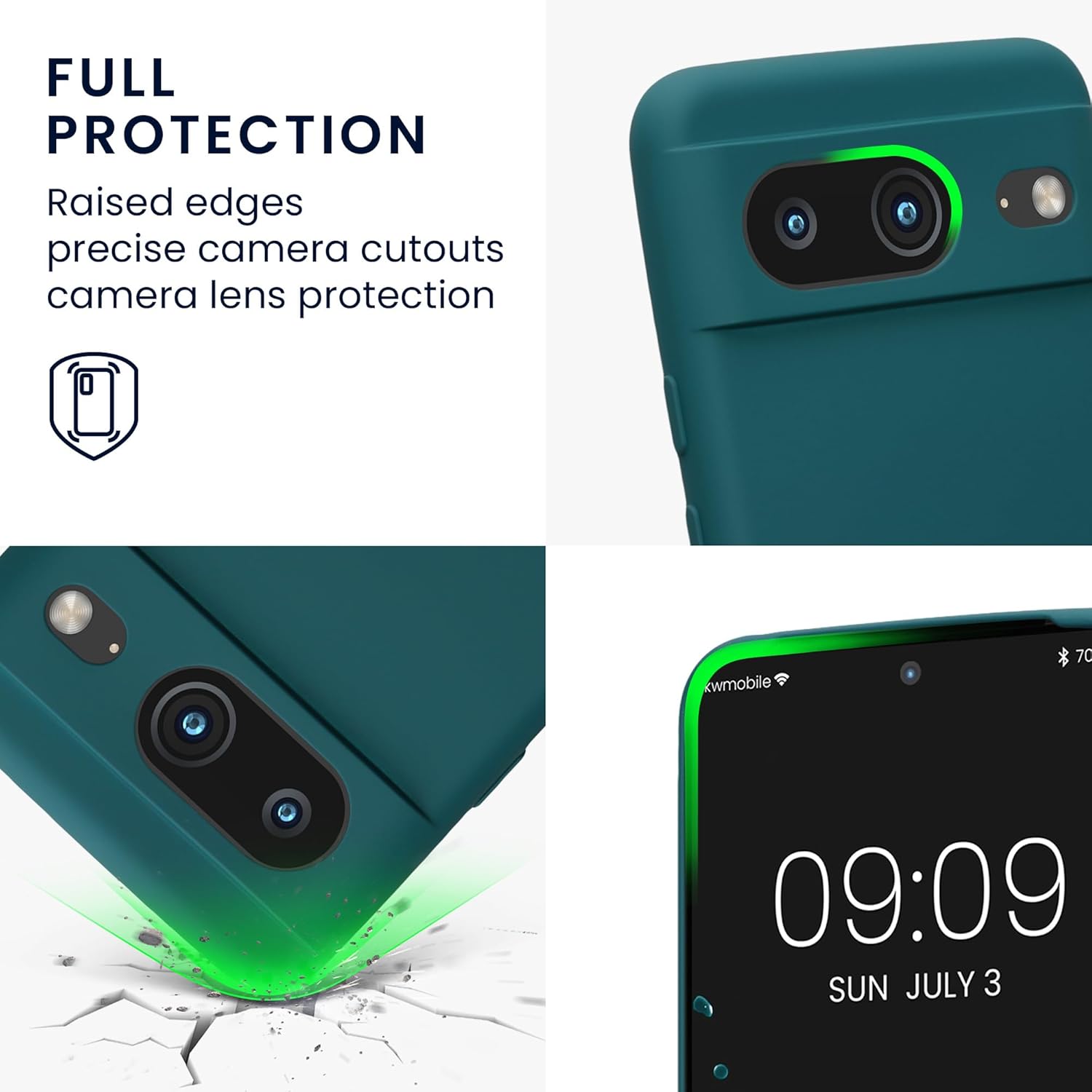 kwmobile Funda compatible con Google Pixel 8 – Funda protectora delgada de TPU con acabado mate suave – Verde azulado mate