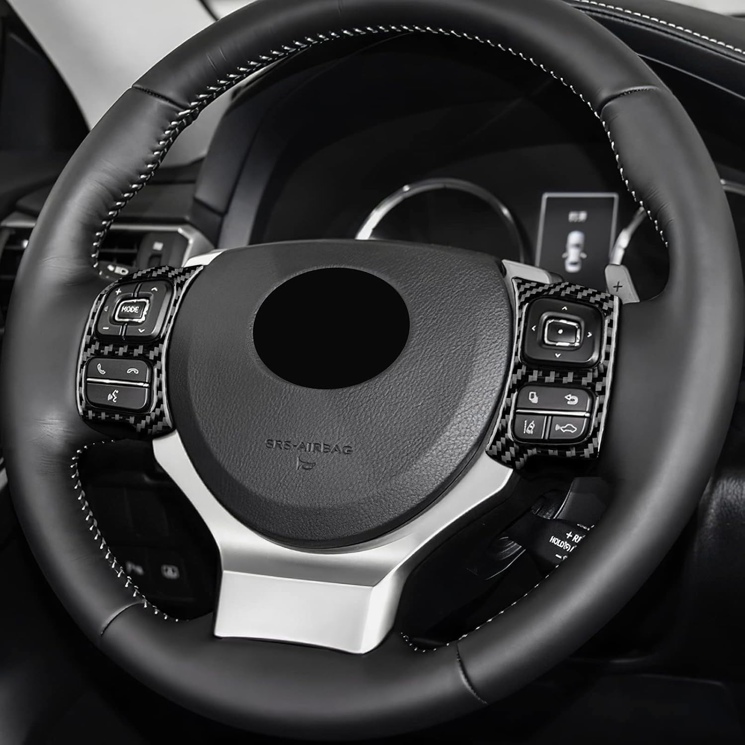 AIRSPEED Funda de marco de botón para volante Lexus IS de fibra de carbono, marco central decorativo para Lexus IS250 IS300 IS350 200T 2013-2019,