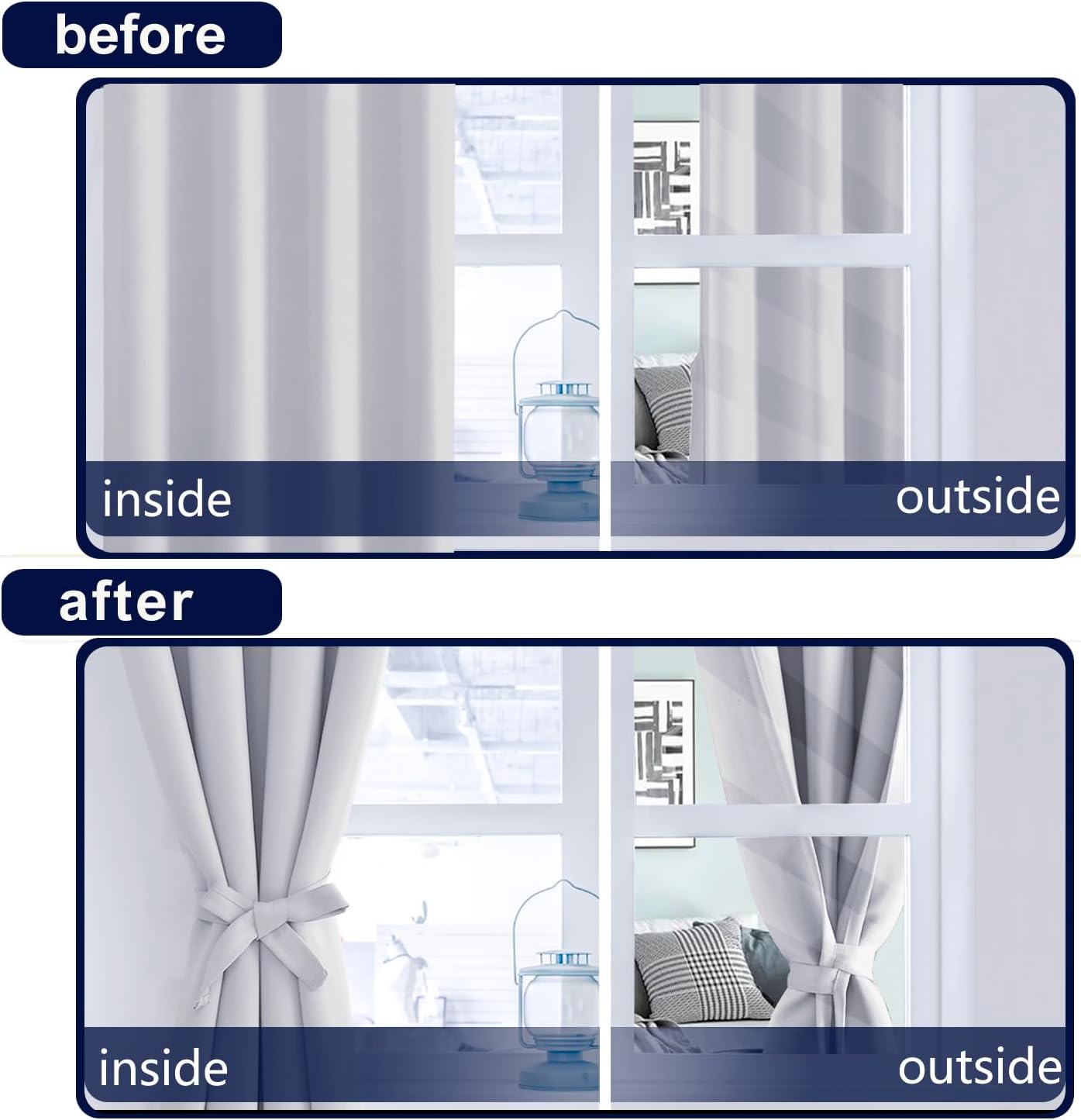 Hiasan Cortinas opacas con pestaña trasera y bolsillo para barra, cosidas con alzapaños, con aislamiento térmico, para oscurecer la habitación, para