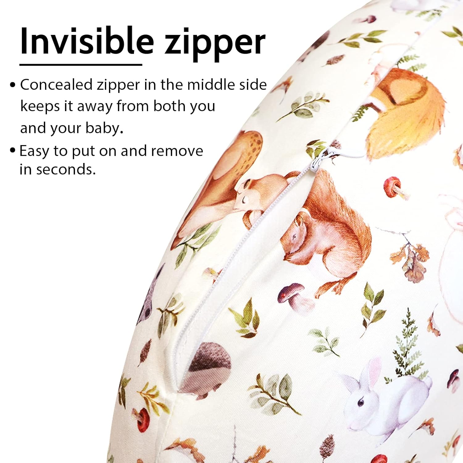 Funda de almohada de lactancia para bebé, niño y niña, ultra suave, cómoda, elástica, extraíble, para almohadas de lactancia materna, animales del