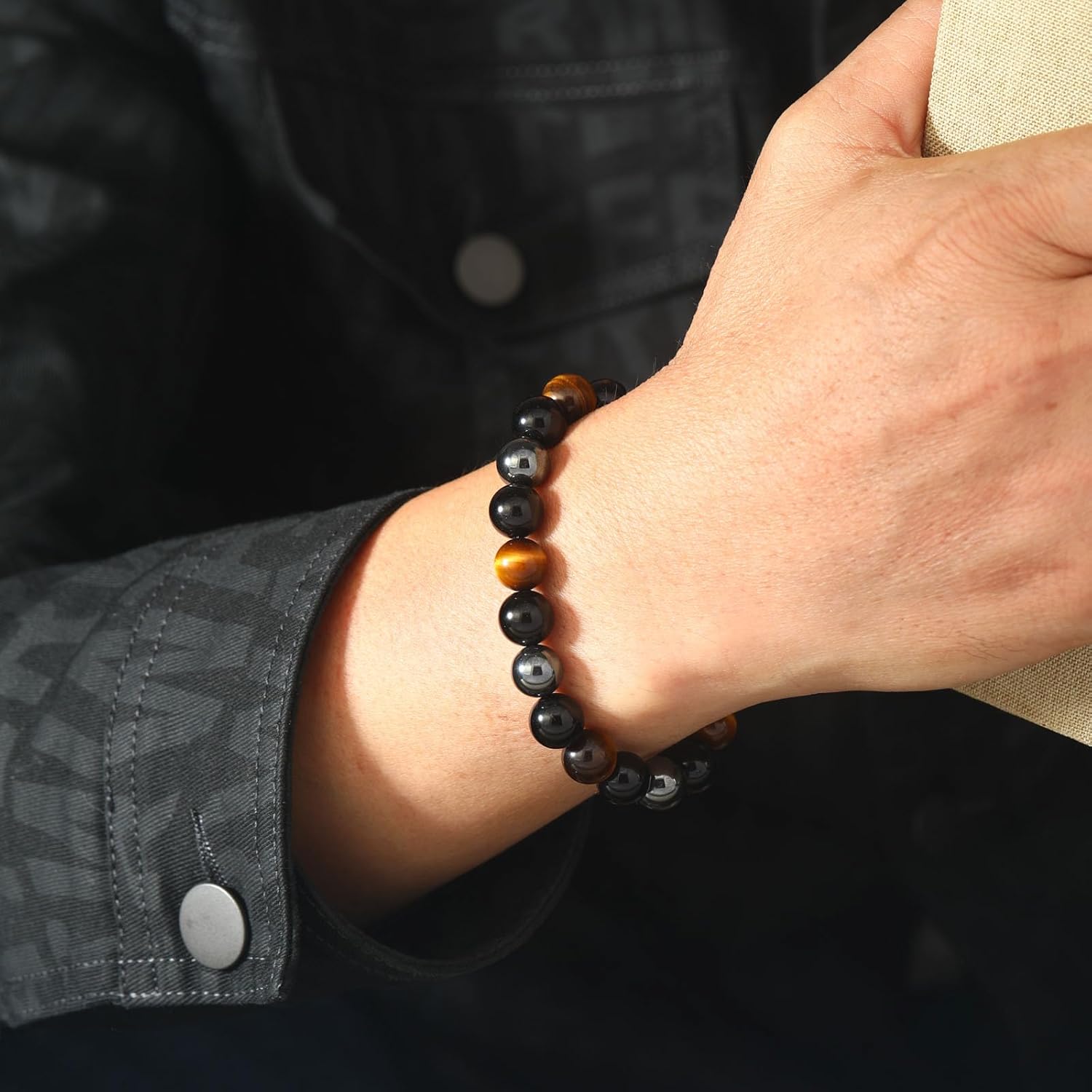 triple protection bracelet tigers eye,hematite, obsidianA handmade beaded crystal healing bracelet that can bring luck, happiness and protection.