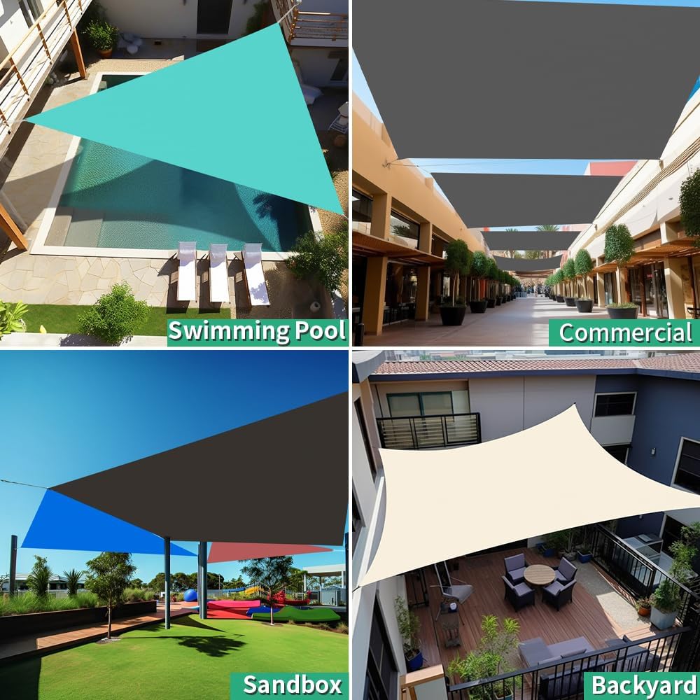 Artpuch APT07 – Parasol de 16 x 20 x 20 pies con borde recto, bloqueo UV, 6.35 ozm, triángulo comercial, resistente, cubierta al aire libre para