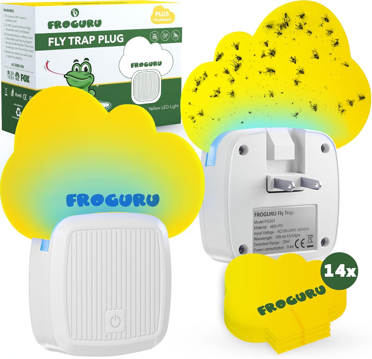 Trampa para moscas para interiores con 14 recambios adhesivos (paquete de 2) – Trampa para moscas de interior fácil de usar sin olor para el hogar