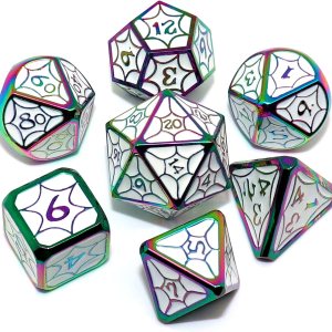 Dados poliédricos DND dados de aleación blanca con borde de dados coloridos para Calabozos y Dragones Pathfinder Juego de dados Juego de dados de Dados poliédricos DND dados de aleación blanca con borde de dados coloridos para Calabozos y Dragones Pathfinder Juego de dados Juego de dados de