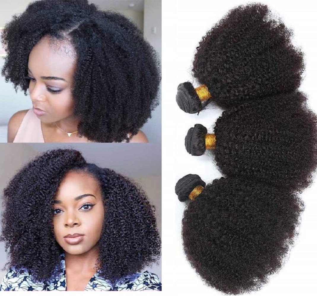 Paquetes de cabello humano rizado afro mongol de 101214 pulgadas, 4B 4C Afro Kinkys a granel de cabello humano para mujeres negras, extensiones de