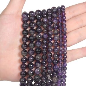 35 cuentas de piedra natural de 0.394 pulgadas (0.394 in) con cuentas de amatista lisas que son piedras preciosas curativas para la fabricación de 35 cuentas de piedra natural de 0.394 pulgadas (0.394 in) con cuentas de amatista lisas que son piedras preciosas curativas para la fabricación de