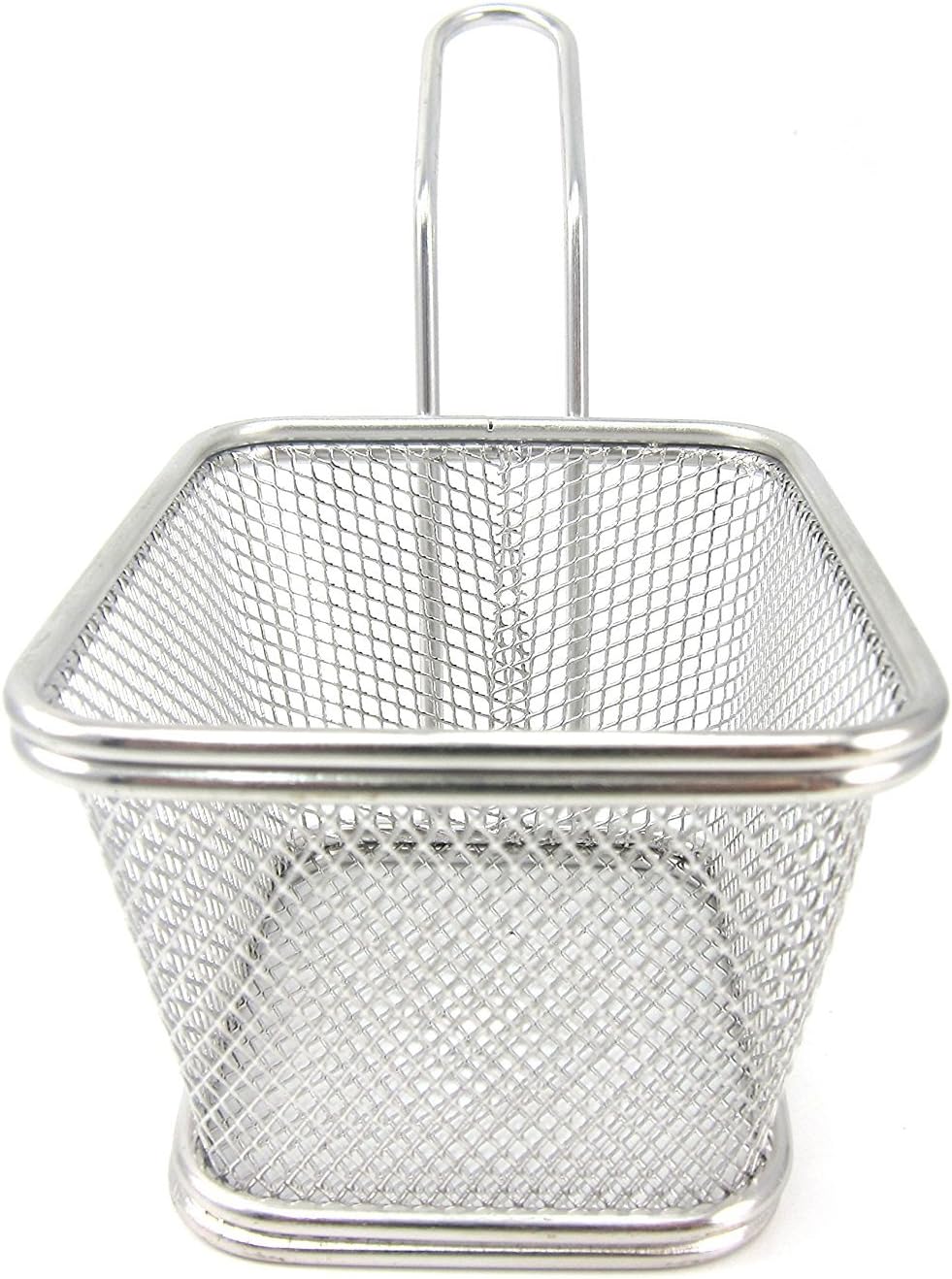 Mini cesta cuadrada de acero inoxidable, soporte para papas fritas, mesa de comida frita (más grande de 5 pulgadas)