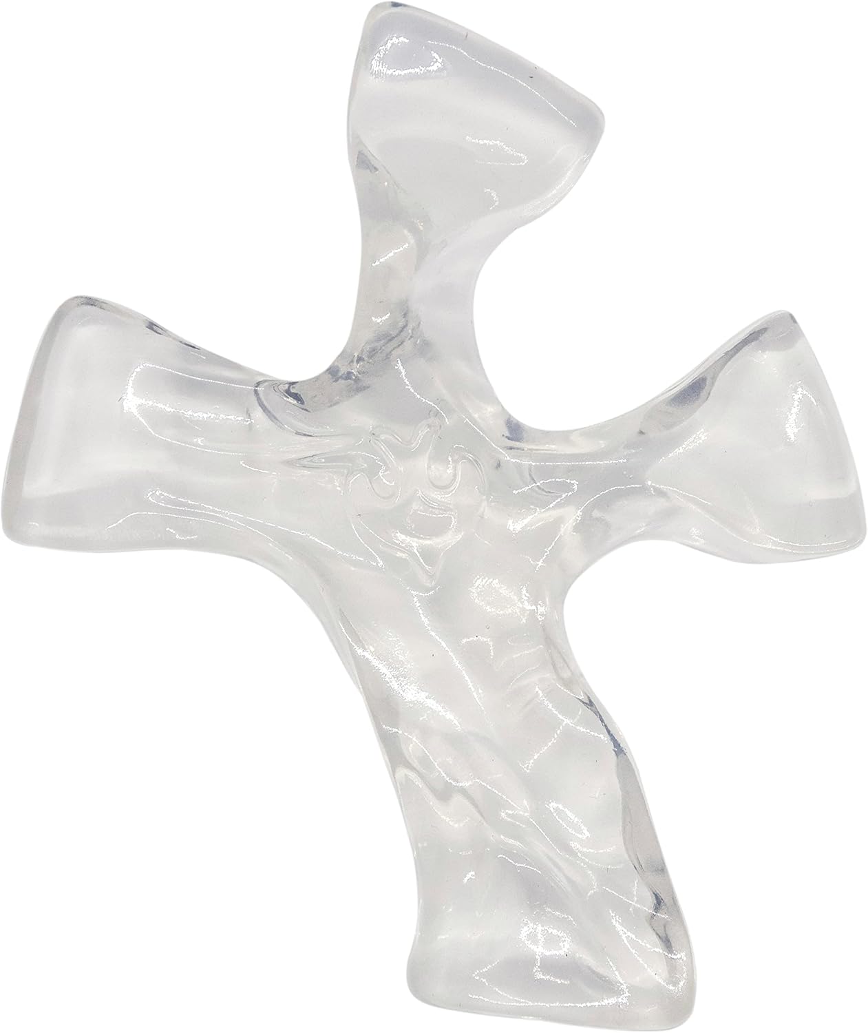 Cruz transparente de agua viva  La cruz original aferrada   Contornos a la mano humana  Ayuda de oración reconfortante  Accesorio cristiano único