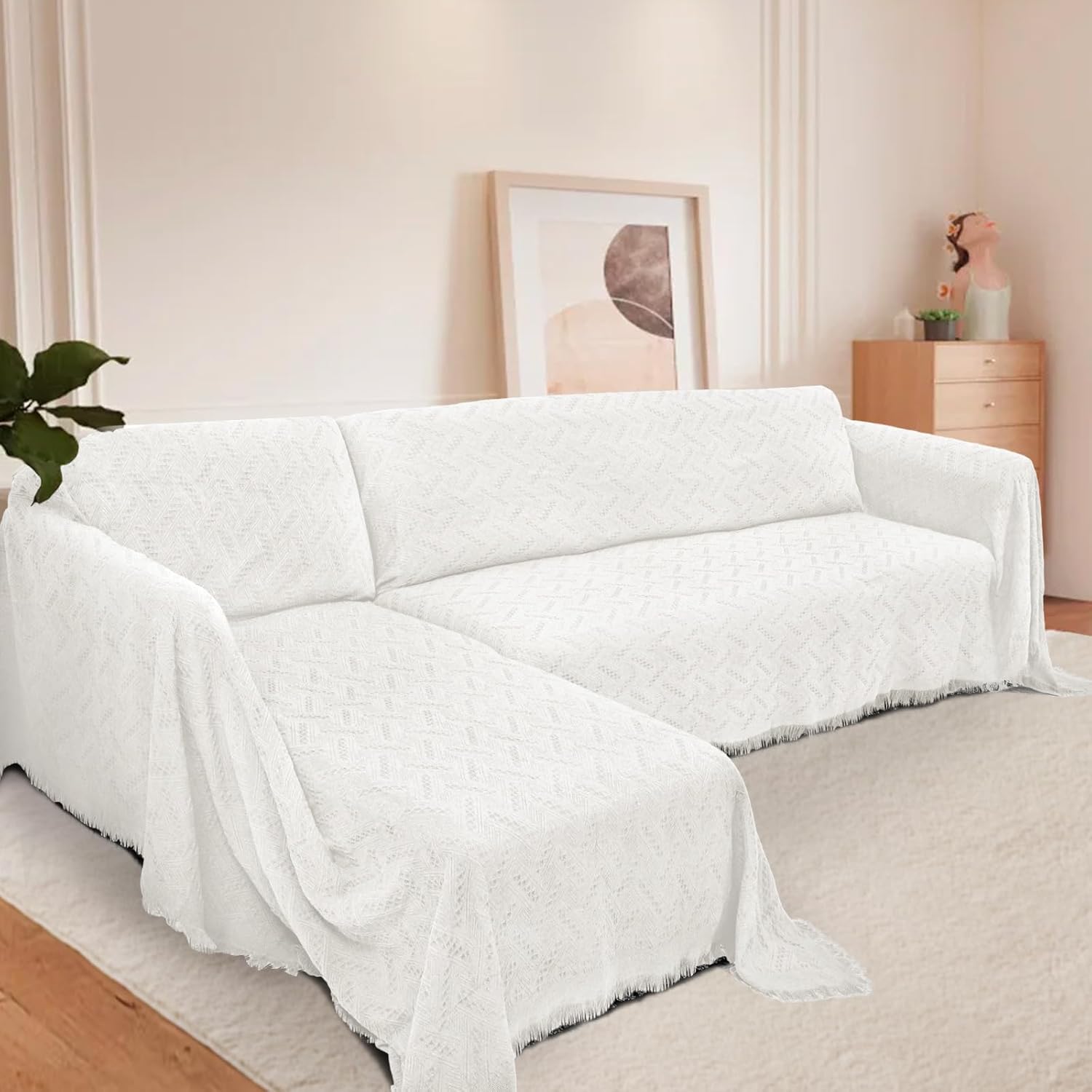 HOMERILLA Fundas de sofá modular para sofá modular en forma de L, 2 piezas, fundas de sofá para mascotas y perros, protector de muebles (blanco, XXL)