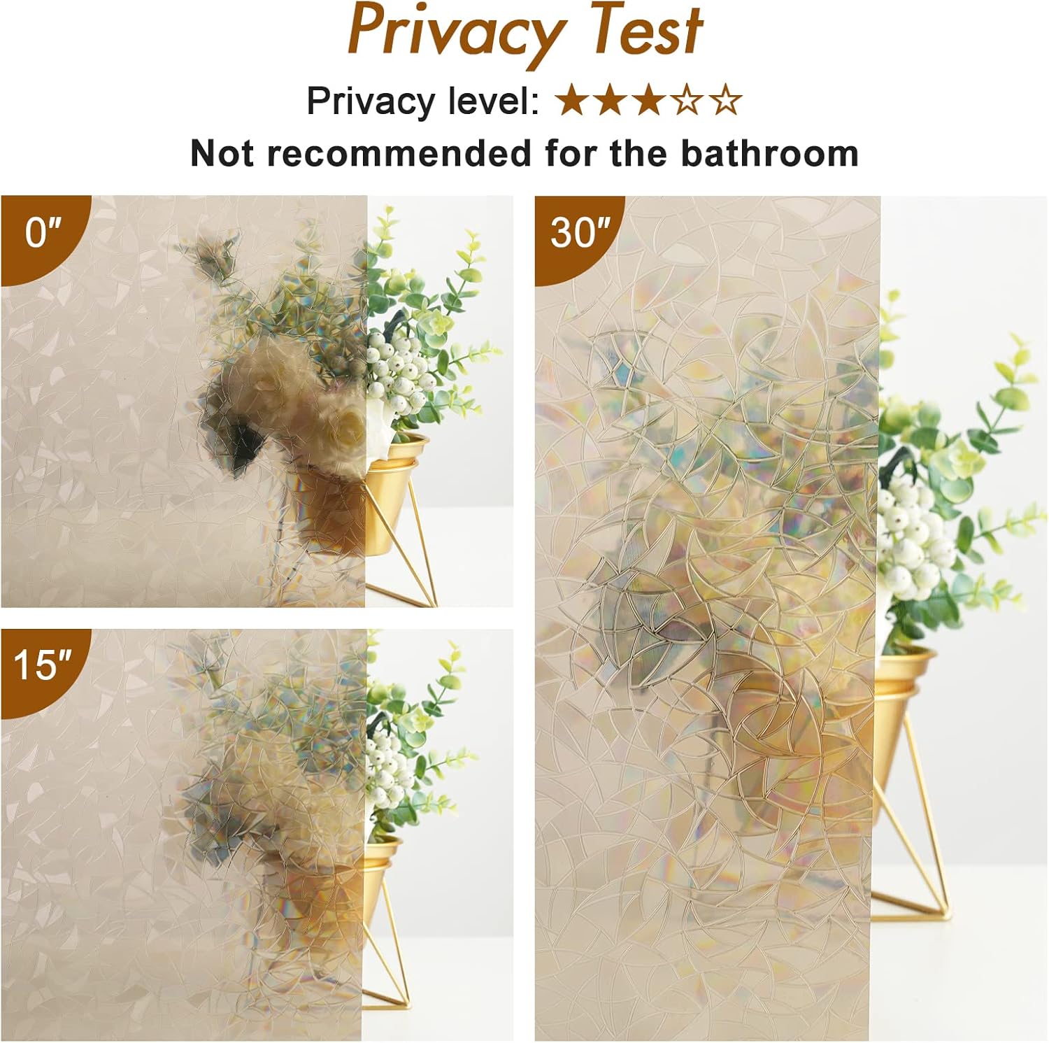 Haton Película de privacidad para ventana, diseño 3D, adhesivo estático, no adhesivo, 23.6 x 78.7 pulgadas