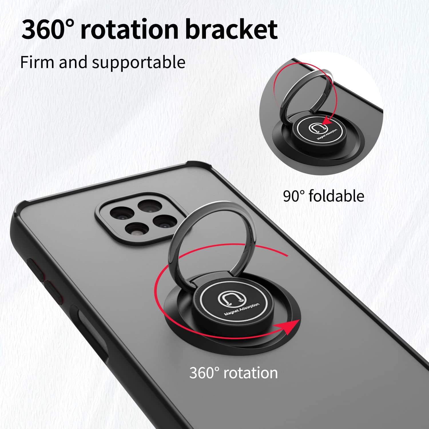 TJS Funda compatible con Motorola Moto G Power 2021, con protector de pantalla de vidrio templado, anillo de metal, soporte magnético, protector