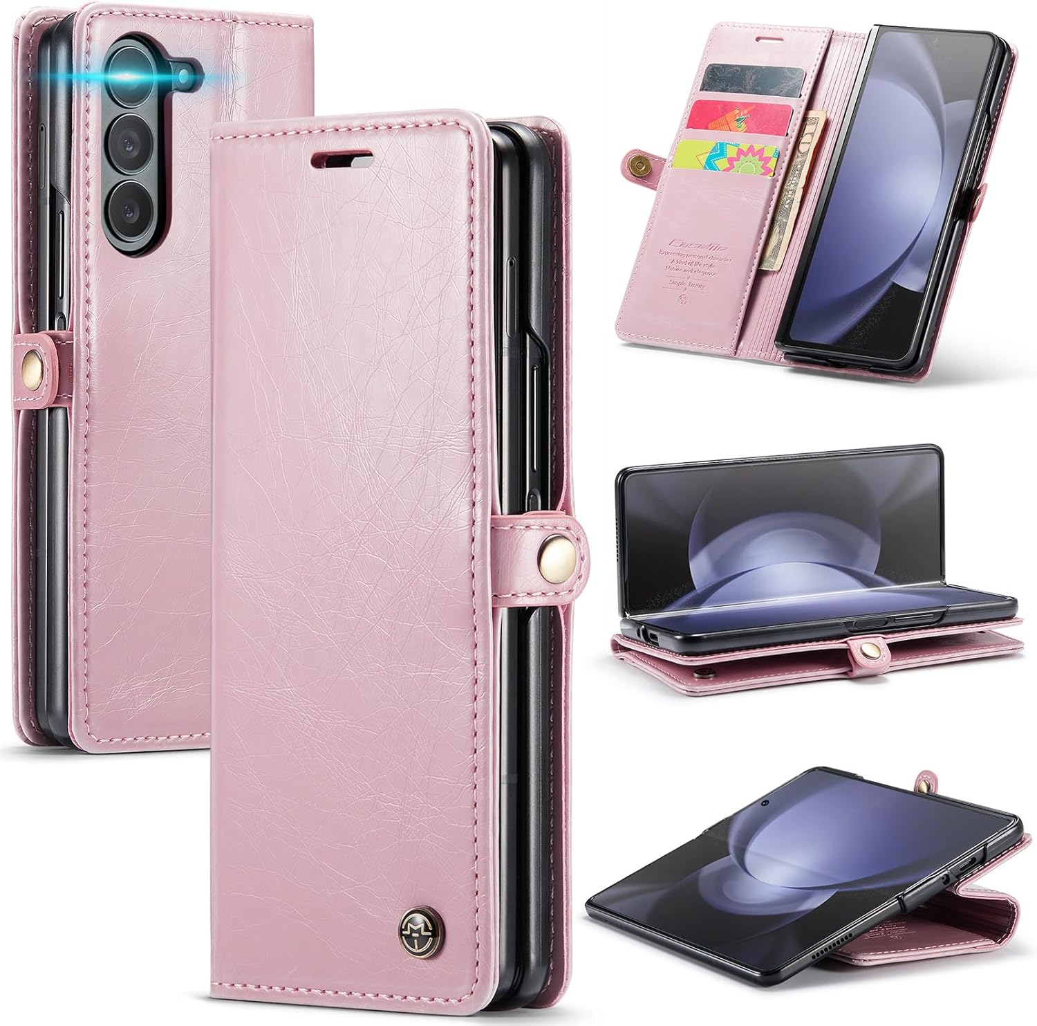 Hongxinyu Funda tipo cartera para Samsung Galaxy Z Fold5 2023, protección magnética, de piel sintética, con tarjetero, ranura para efectivo, bloqueo