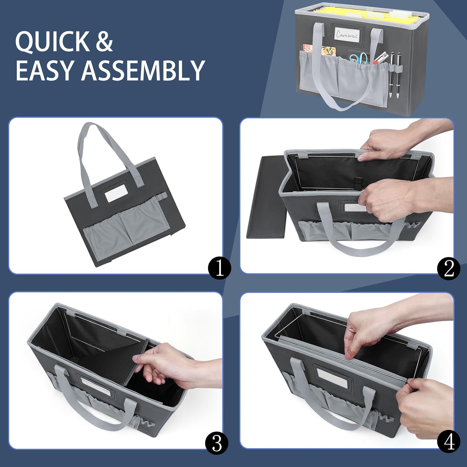 Caja organizadora de archivos de escritorio, caja de archivos plegable para colgar, organizador de almacenamiento de documentos de oficina en casa