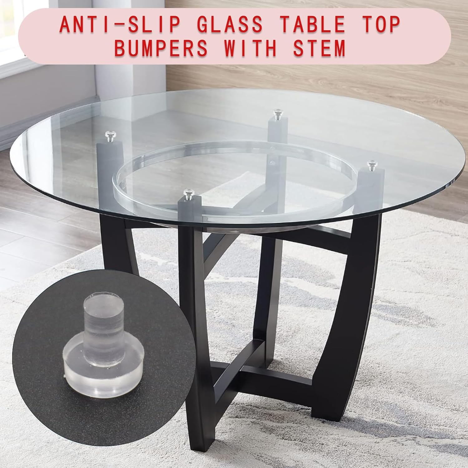 60 piezas de parachoques de mesa de vidrio antideslizante con vástago, agarres de goma transparente, espaciadores suaves y no adhesivos para mesa de