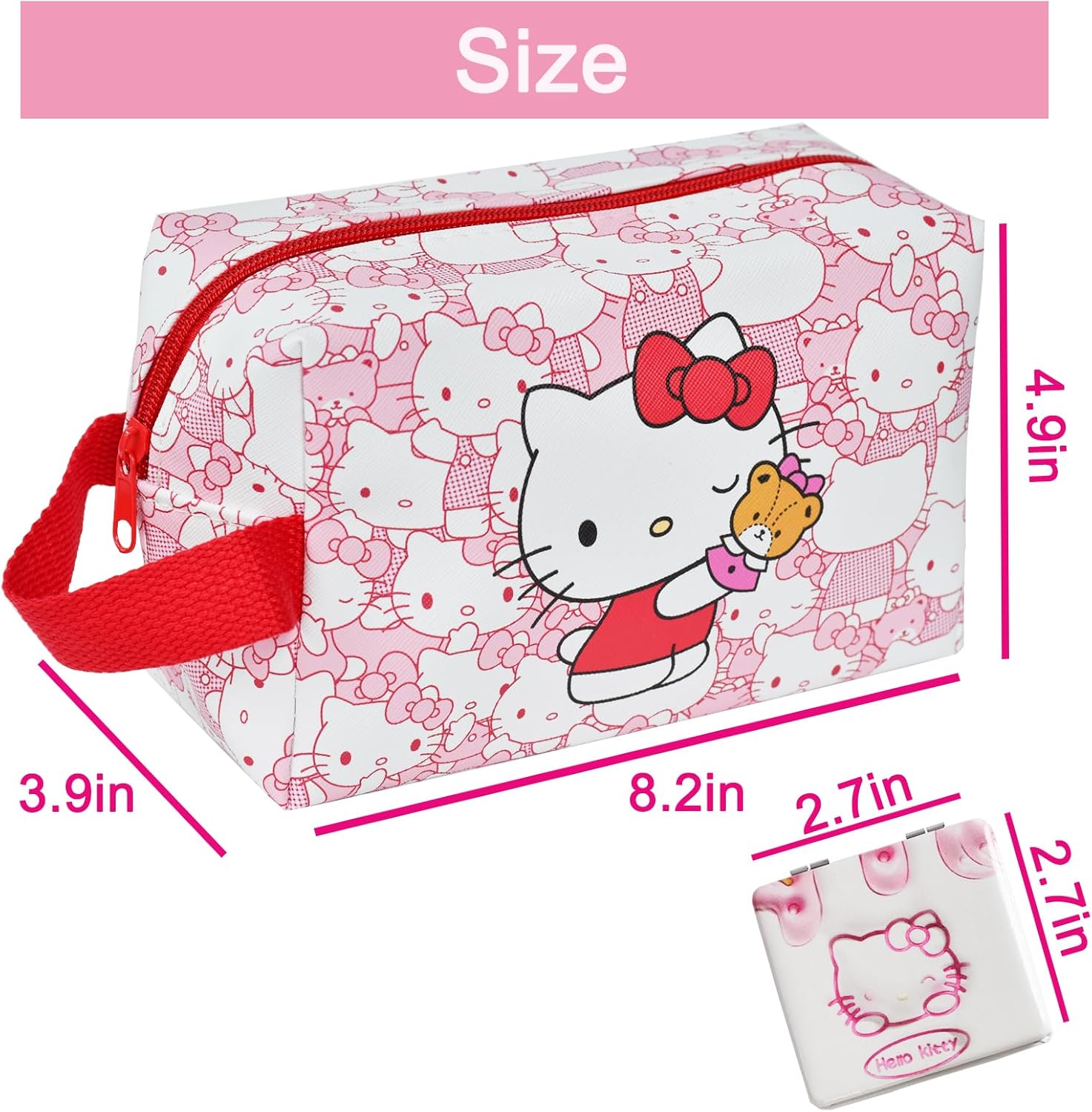 Bolsa de cosméticos de viaje, bolsa de cosméticos de dibujos animados de gran capacidad, bolsa de maquillaje con cremallera, bolsa de aseo de viaje