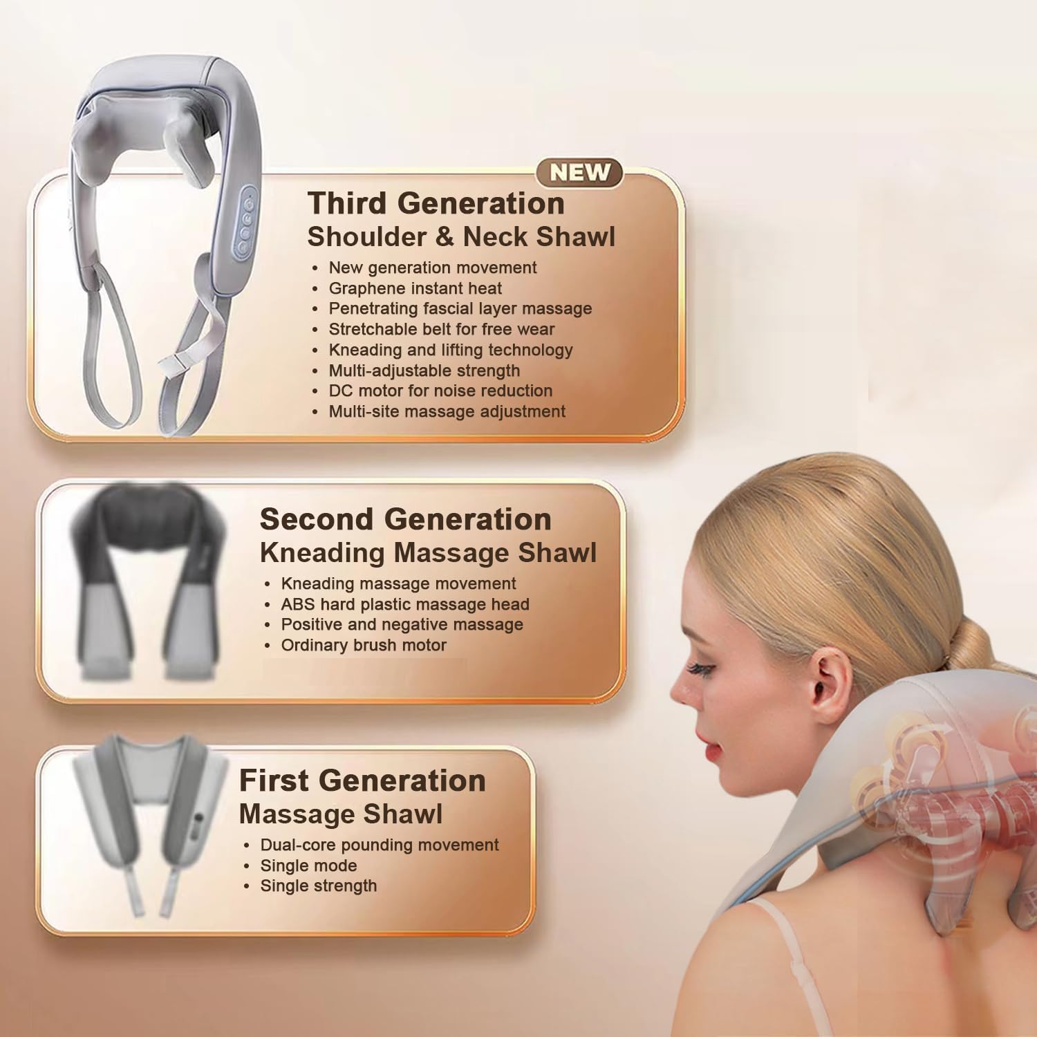 XTO Masajeador eléctrico de cuello con calor – Masajeadores de cuello y hombros para aliviar el dolor tejido profundo 5D simular mano humana agarre