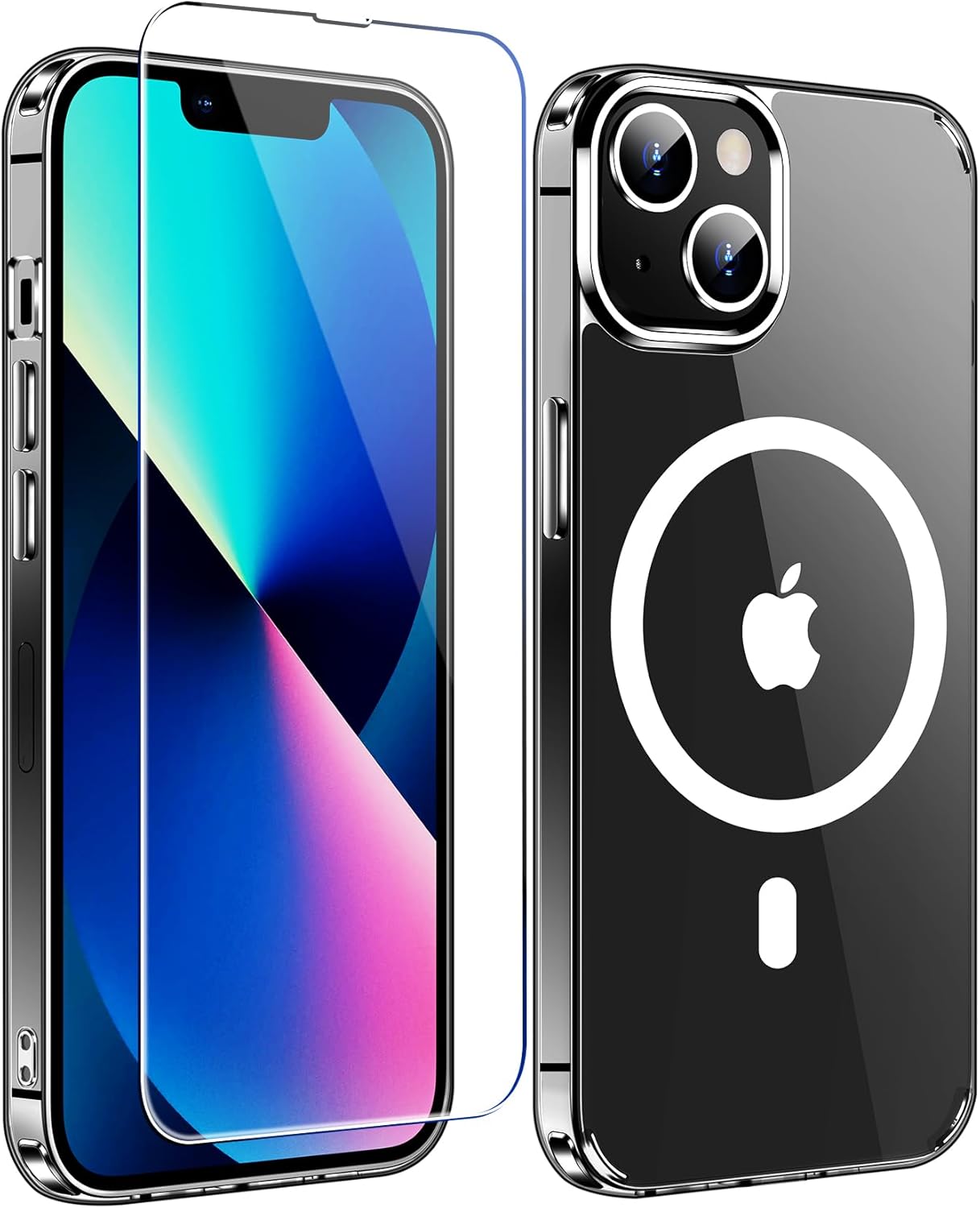 Funda para iPhone 13, compatible con Magsafe antiamarilleo con protector de pantalla, delgada funda delgada de 10 pies a prueba de golpes de 6.1