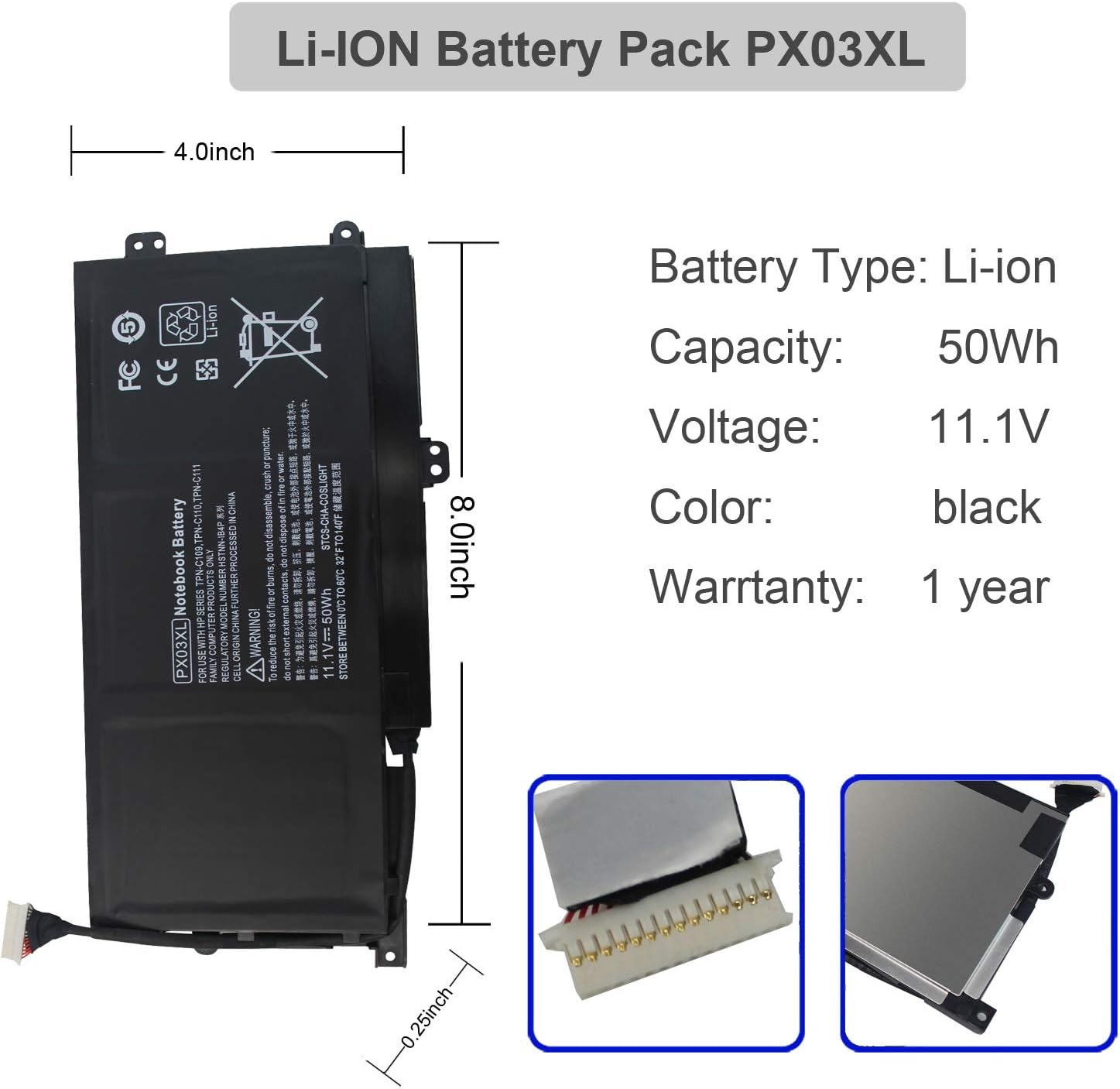 PX03XL – Batería para portátil HP Envy 14 Touchsmart M6 M6-k K002TX K022DX M6-k022dx M6-k012dx M6-K010DX M6-K015DX M6-K025DX M6-K025DX M6-K122DX