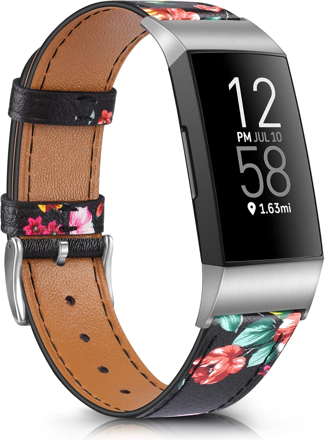 VANCLE Bandas para Fitbit Charge 4 BandFitbit Charge 3 Band para mujeres y hombres, pulsera de cuero con conectores metálicos para Fitbit Charge 3