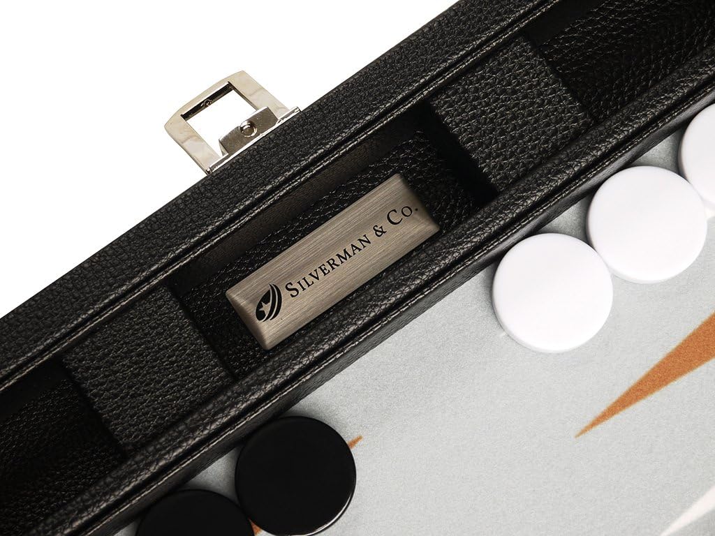 Juego de Backgammon Premium de 13 pulgadas, tamaño de viaje, pizarra negra, blanco y puntos de ron