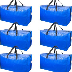 Bolsas de mudanza resistentes con asas fuertes, paquete de 6 bolsas de almacenamiento extra grandes con cremallera suave, bolsa de almacenamiento de Bolsas de mudanza resistentes con asas fuertes, paquete de 6 bolsas de almacenamiento extra grandes con cremallera suave, bolsa de almacenamiento de