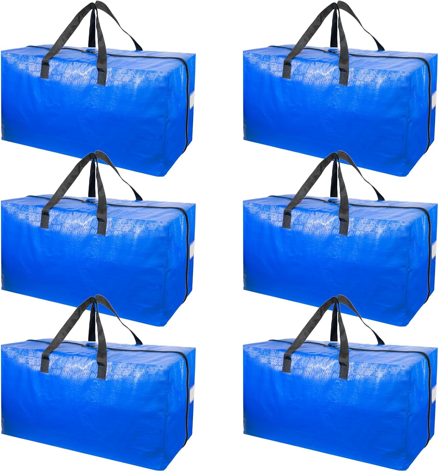 Bolsas de mudanza resistentes con asas fuertes, paquete de 6 bolsas de almacenamiento extra grandes con cremallera suave, bolsa de almacenamiento de