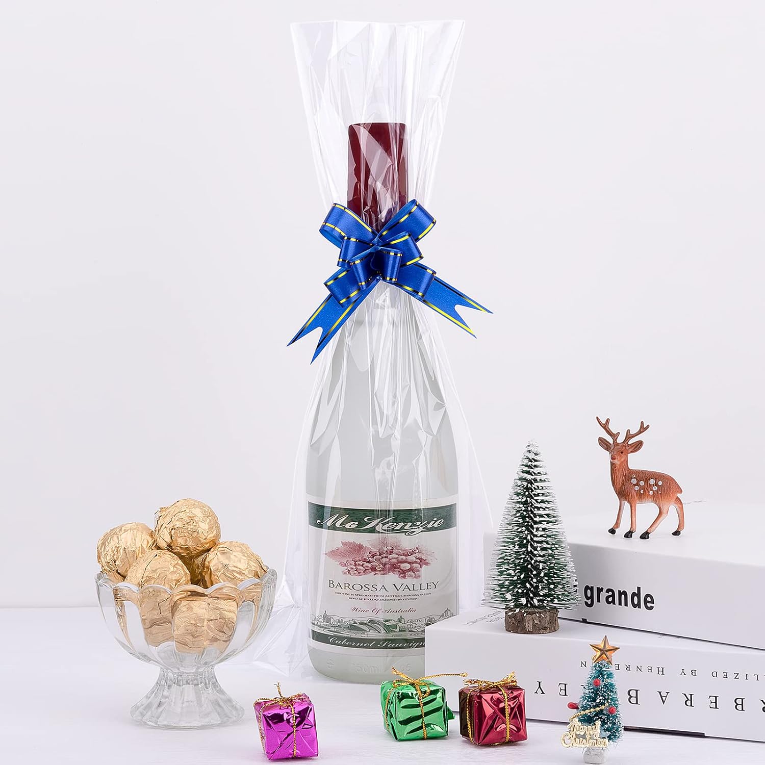 Awpeye Bolsas de celofán de 8 x 16 pulgadas, paquete de 100 bolsas de regalo de celofán, bolsas transparentes anchas de celofán para tazas, botellas