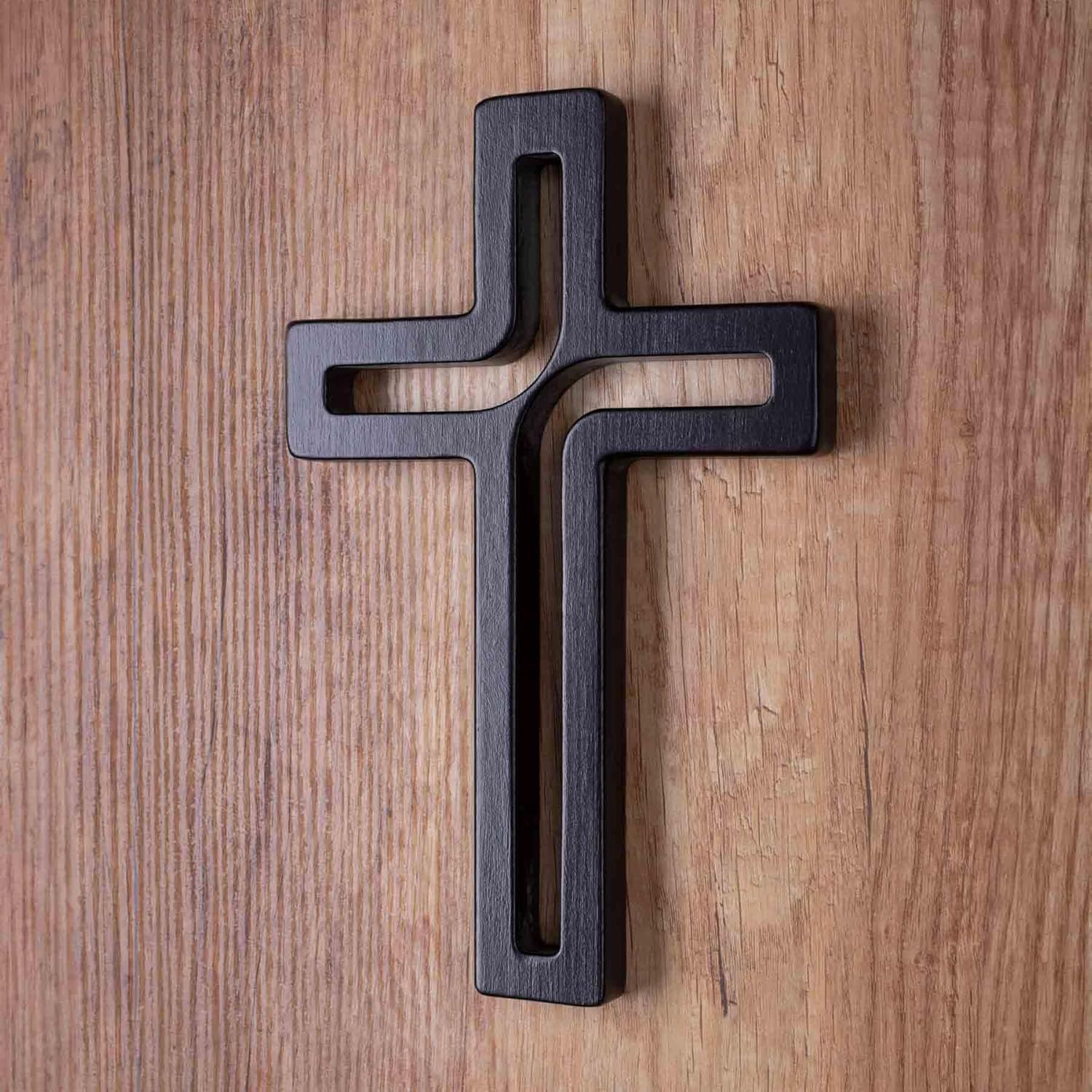 4Soul Cruz de pared  Cruz de madera para pared  Cruz decorativa para colgar  10 pulgadas y 12 pulgadas (negro, mediano 10 pulgadas)