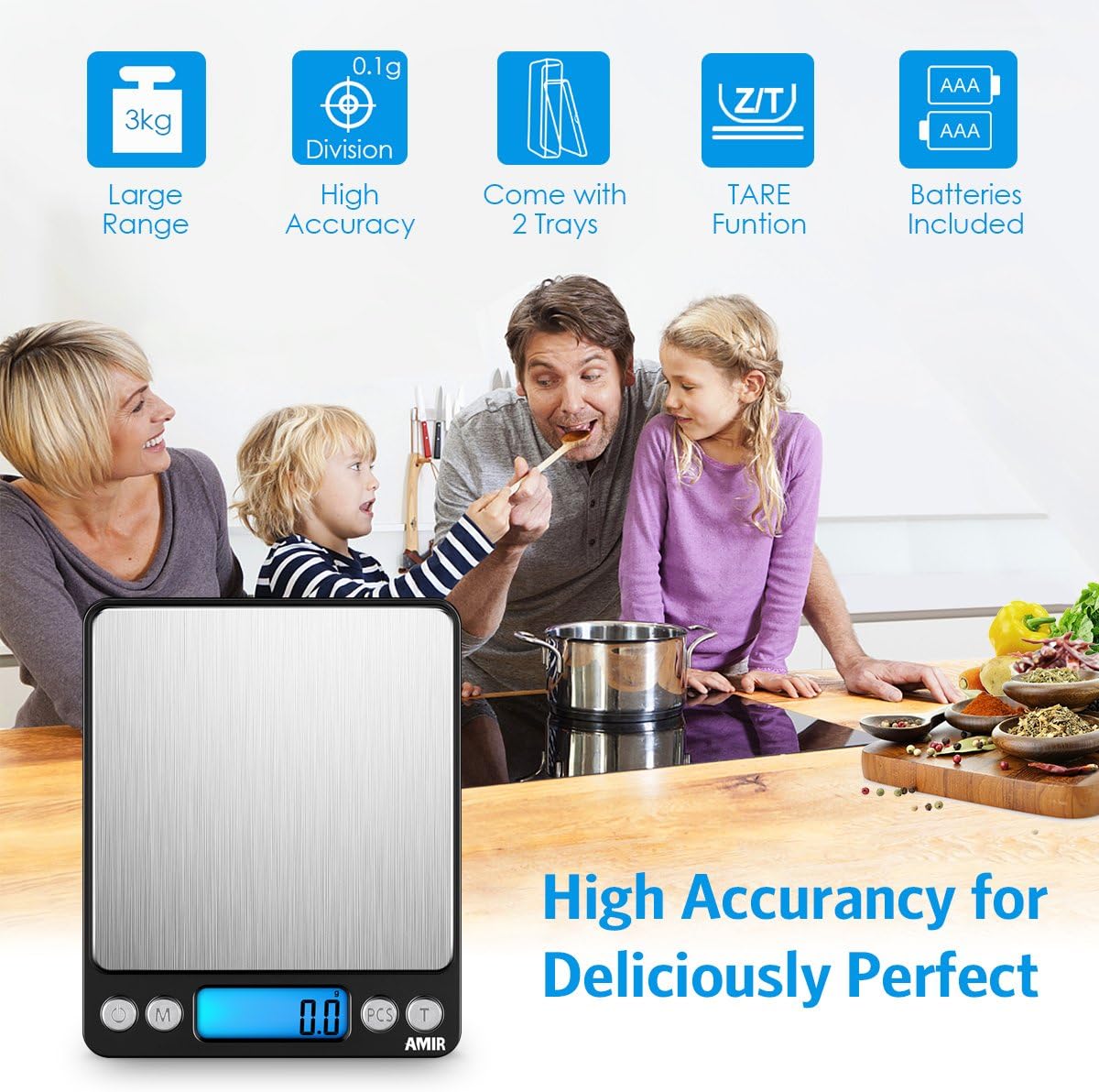 Olipiter Báscula digital de cocina, báscula digital de alimentos de 6.6 lbs0.00 oz, báscula de cocina de bolsillo, mini báscula electrónica de