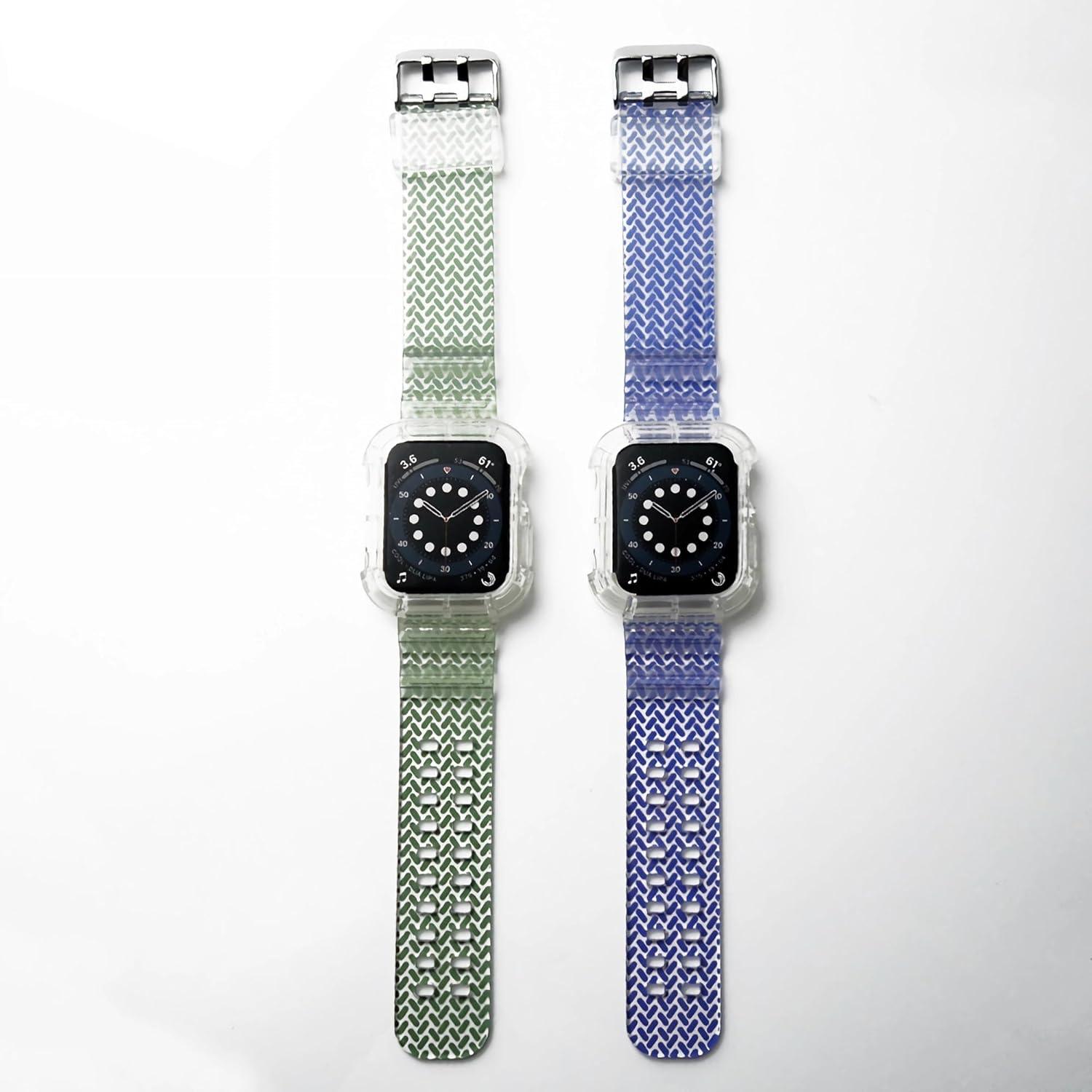 Correa transparente con patrón tejido transparente compatible con Apple Watch de 1.496 pulgadas, 1.575 pulgadas, 1.614 pulgadas, correa deportiva