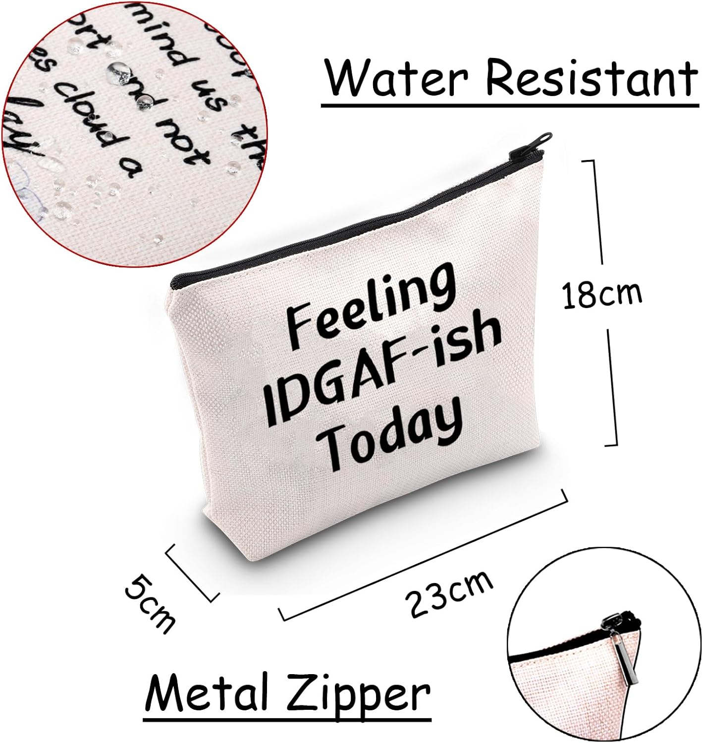 JXGZSO Feeling IDGAF-Ish Today – Bolsa de cosméticos sarcástica para maquillaje, bolsa de aseo divertida, regalo humorístico, Sentirse IDGAF-ish hoy