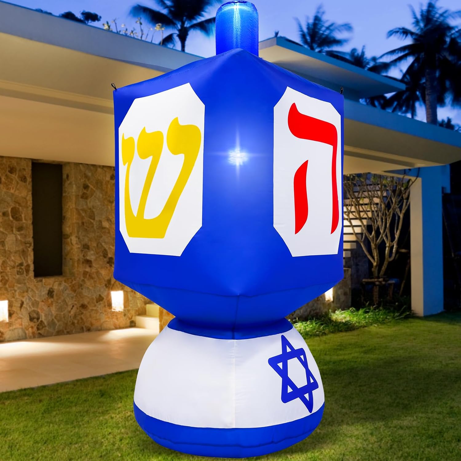MICOCAH Decoraciones inflables de Hanukkah de 6 pies para exteriores, luces LED integradas Dreidel inflables, decoración de patio, decoraciones de