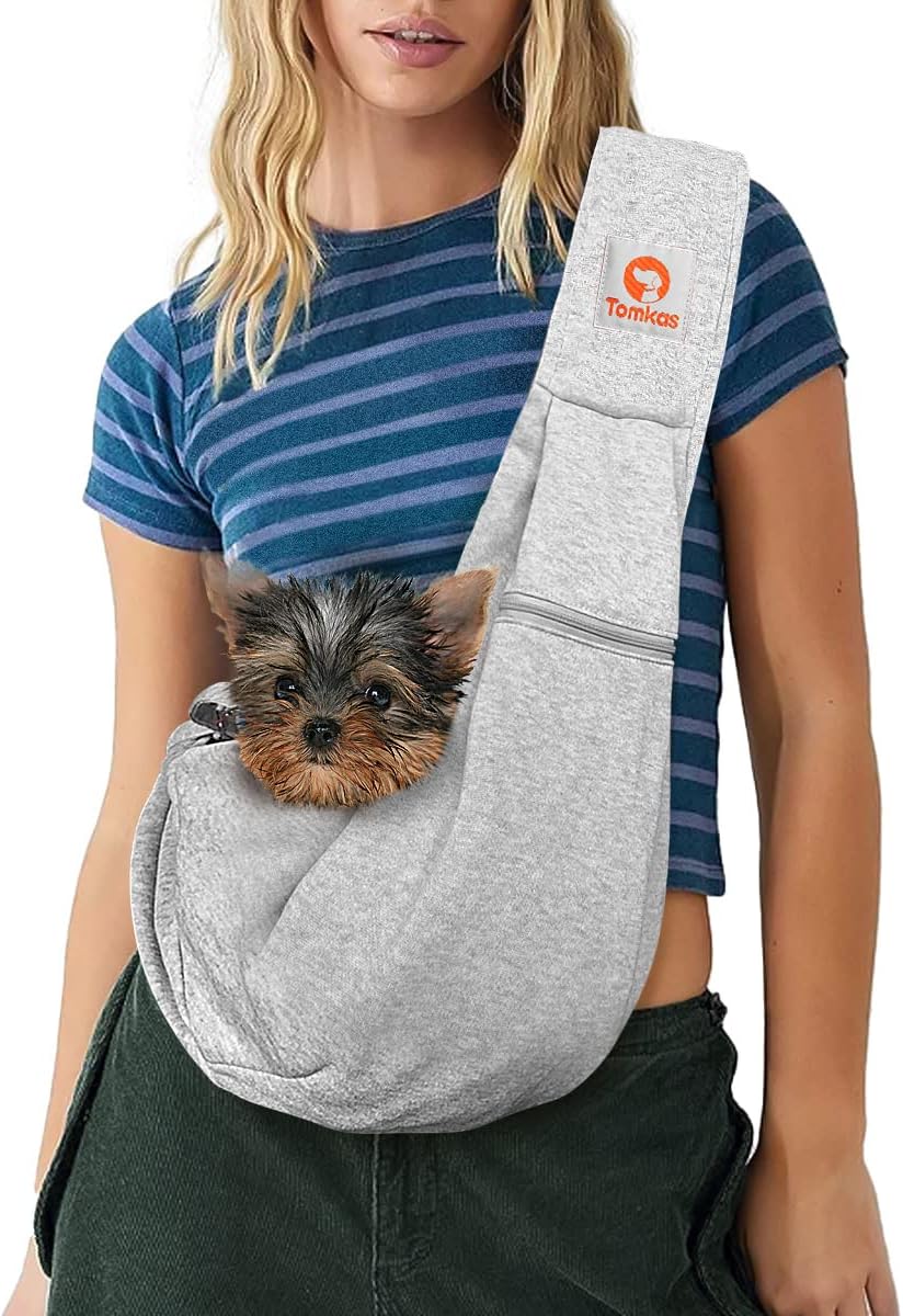 TOMKAS – Transportador para perros pequeños con bolsillo extra para almacenamiento con bolsillo adicional de almacenamiento