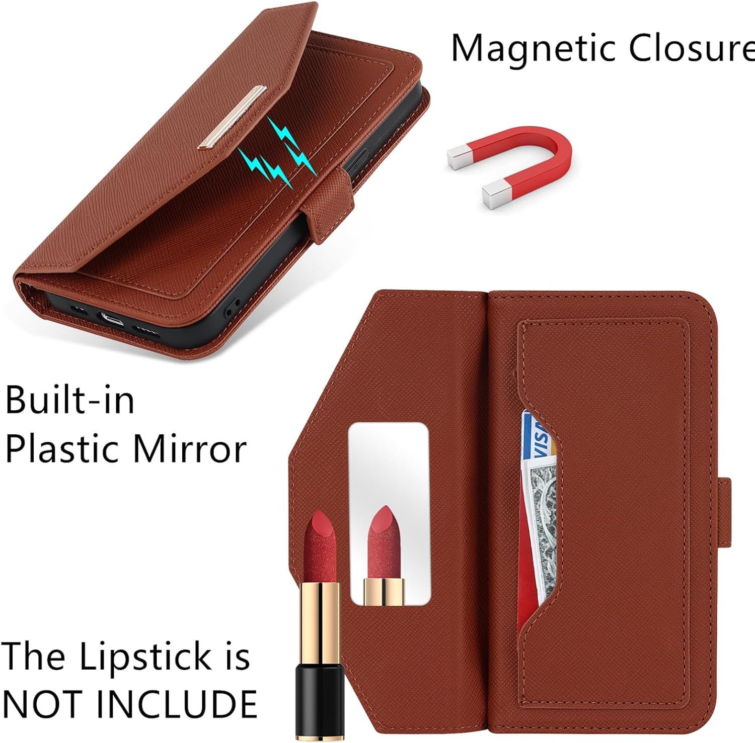 Jaorty Funda tipo cartera cruzada para iPhone 15 Pro Max con correa de cordón ajustable, soporte para tarjetas de crédito de 6.7 pulgadas, bolso de