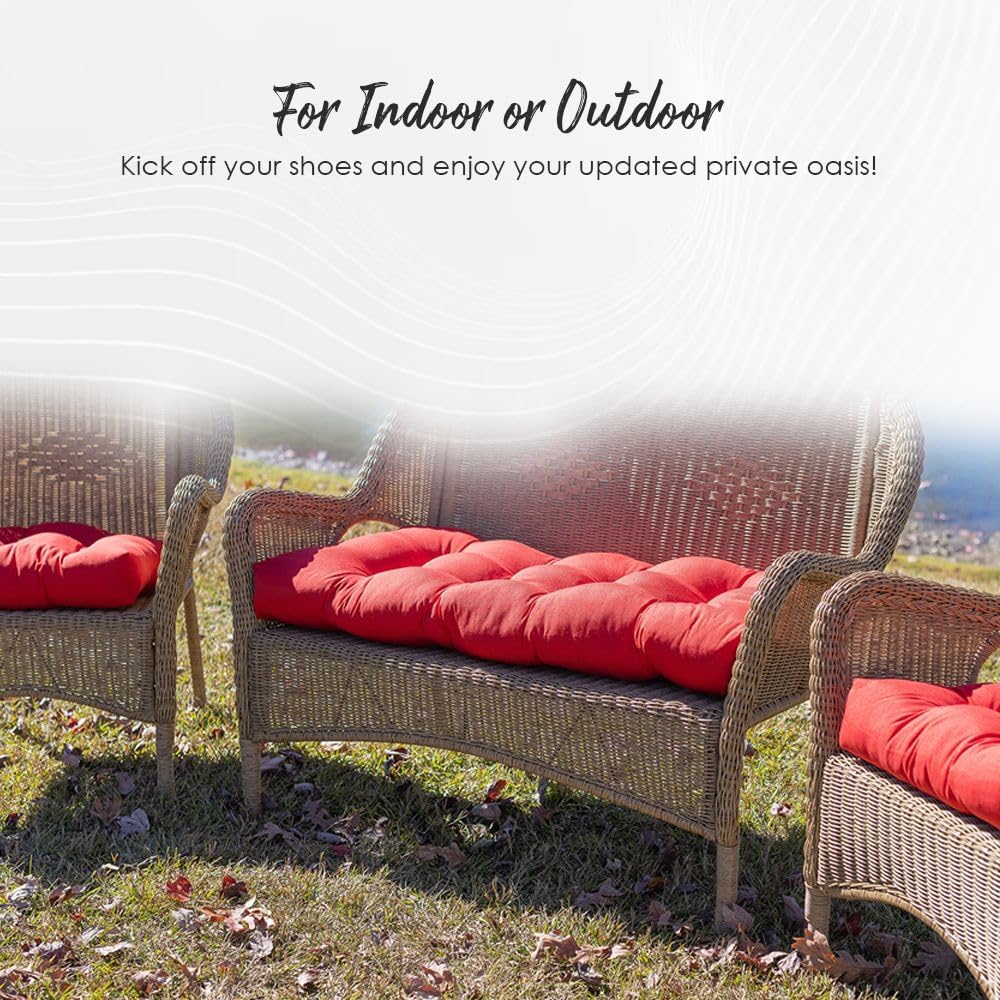 RSH Décor Juego de 3 piezas de sofá de mimbre copetudo y cojín para silla  Tela Sunbrella para interiores y exteriores  Reversible  1 sofá biplaza
